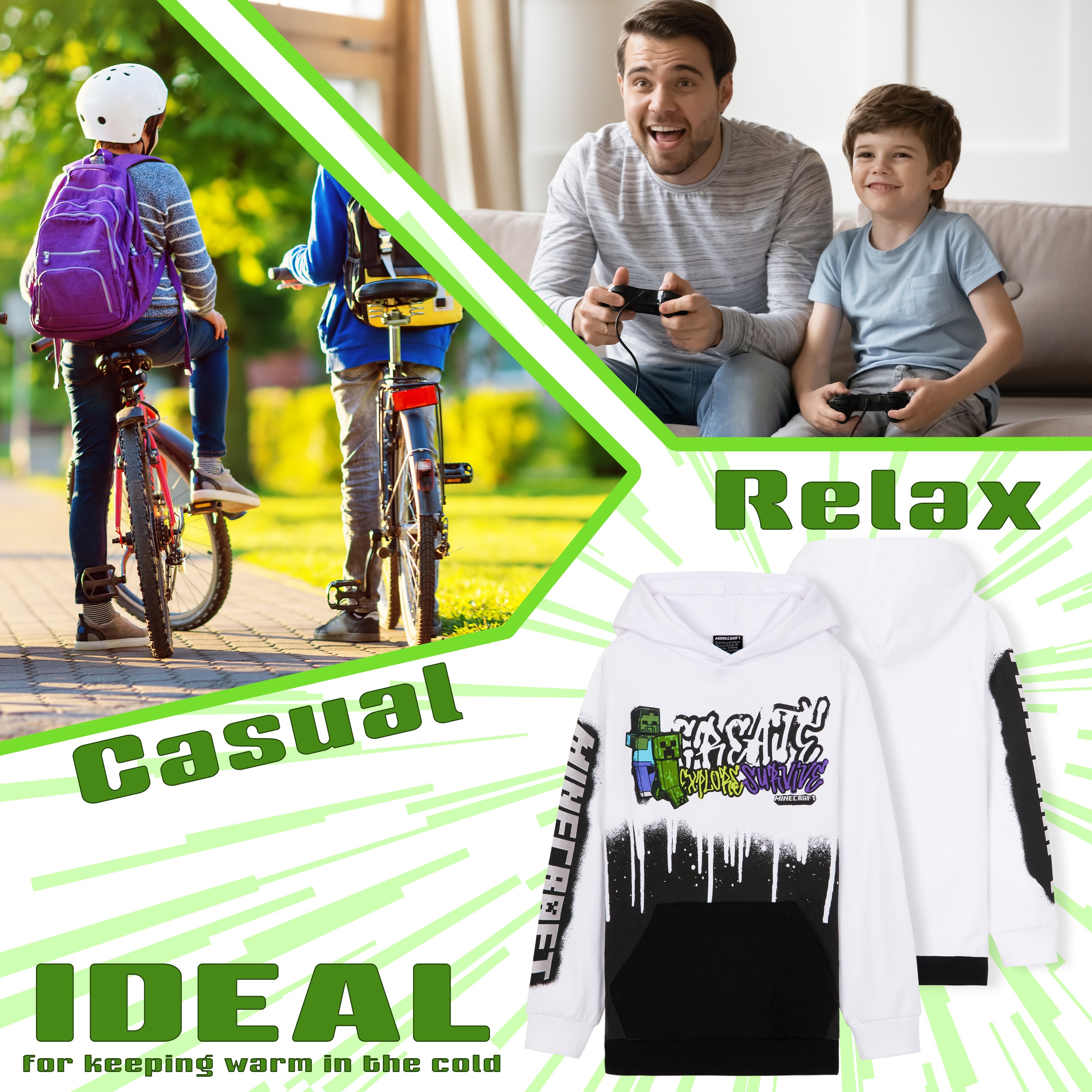 minecraft-creeper-sweat-capuche-gar-on-coton-11-12-ans image 5