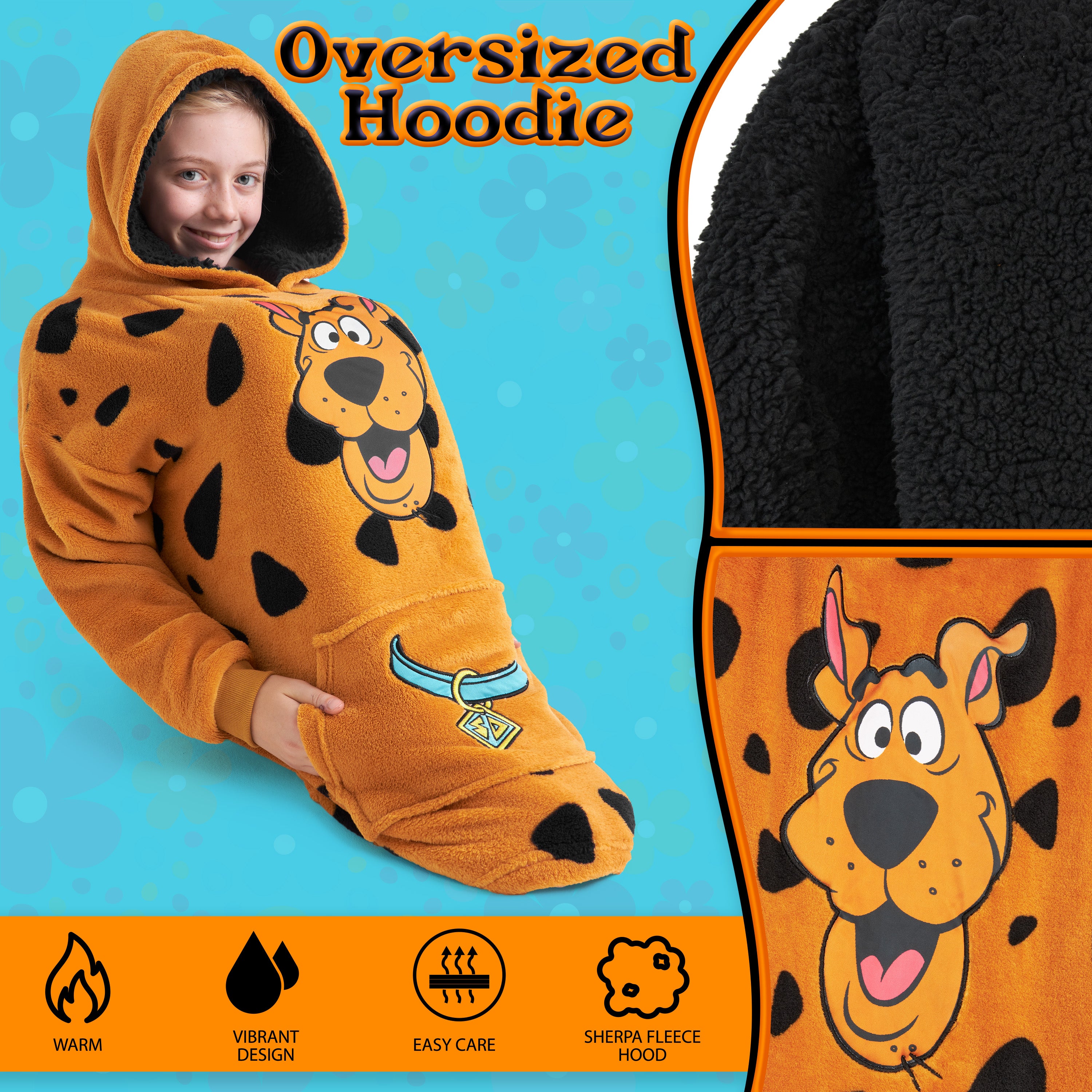 scooby-doo-plaid-hoodie-enfant-marron-polaire-sherpa image 4
