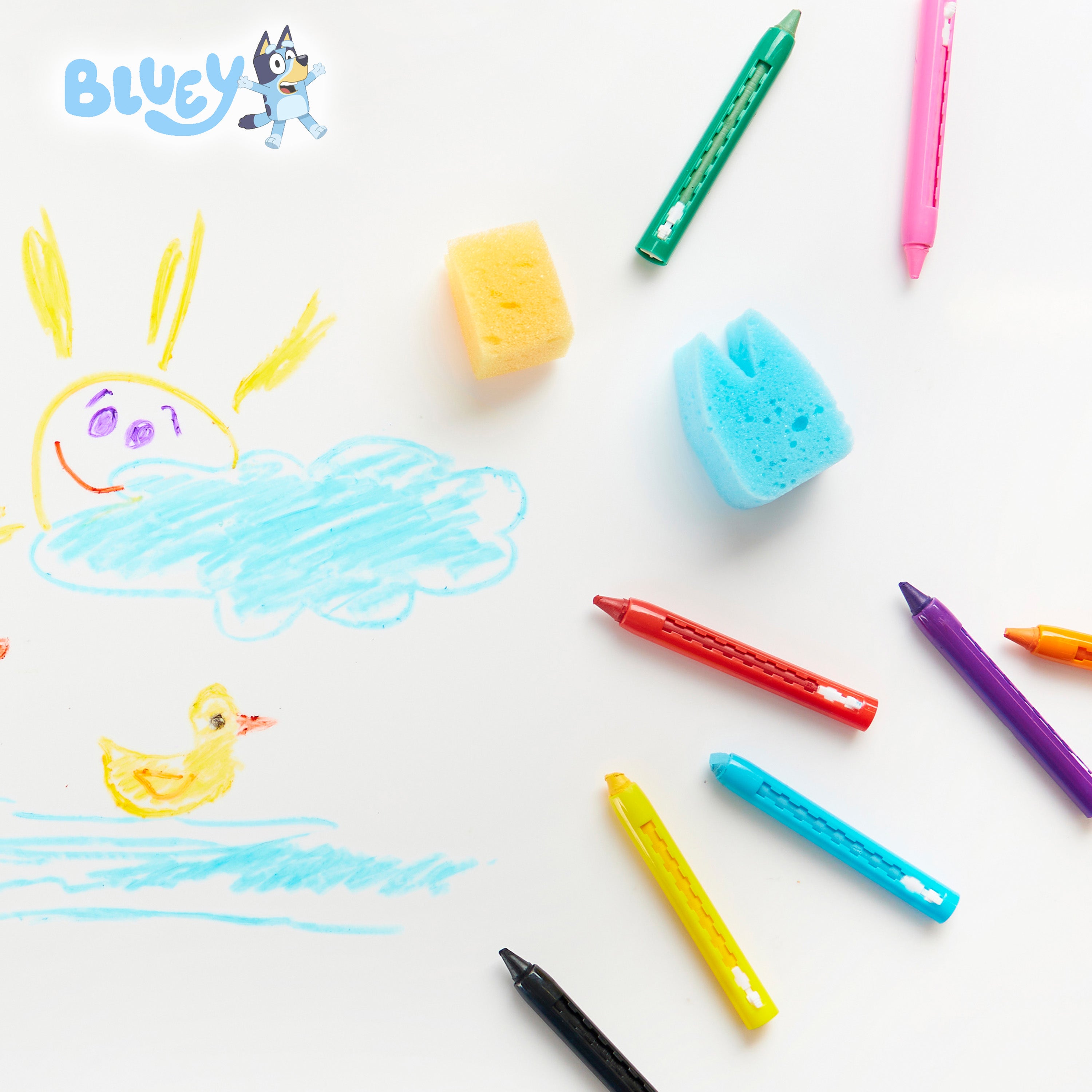 bluey-crayons-de-bain-enfant-lavables-10-couleurs-ponges image 2