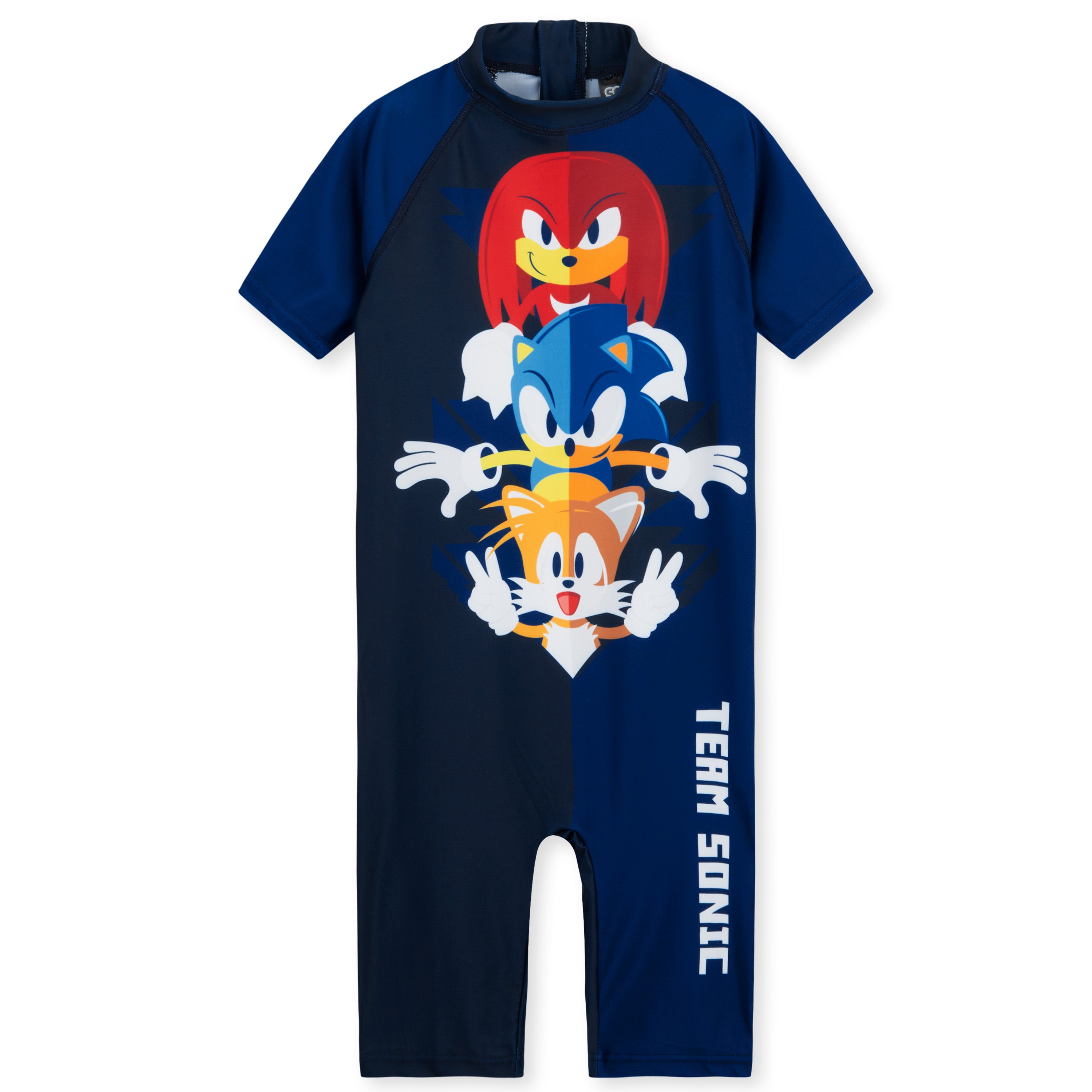 sonic-maillot-de-bain-gar-on-une-pi-ce-manches-courtes-zip-7-8-ans image 1