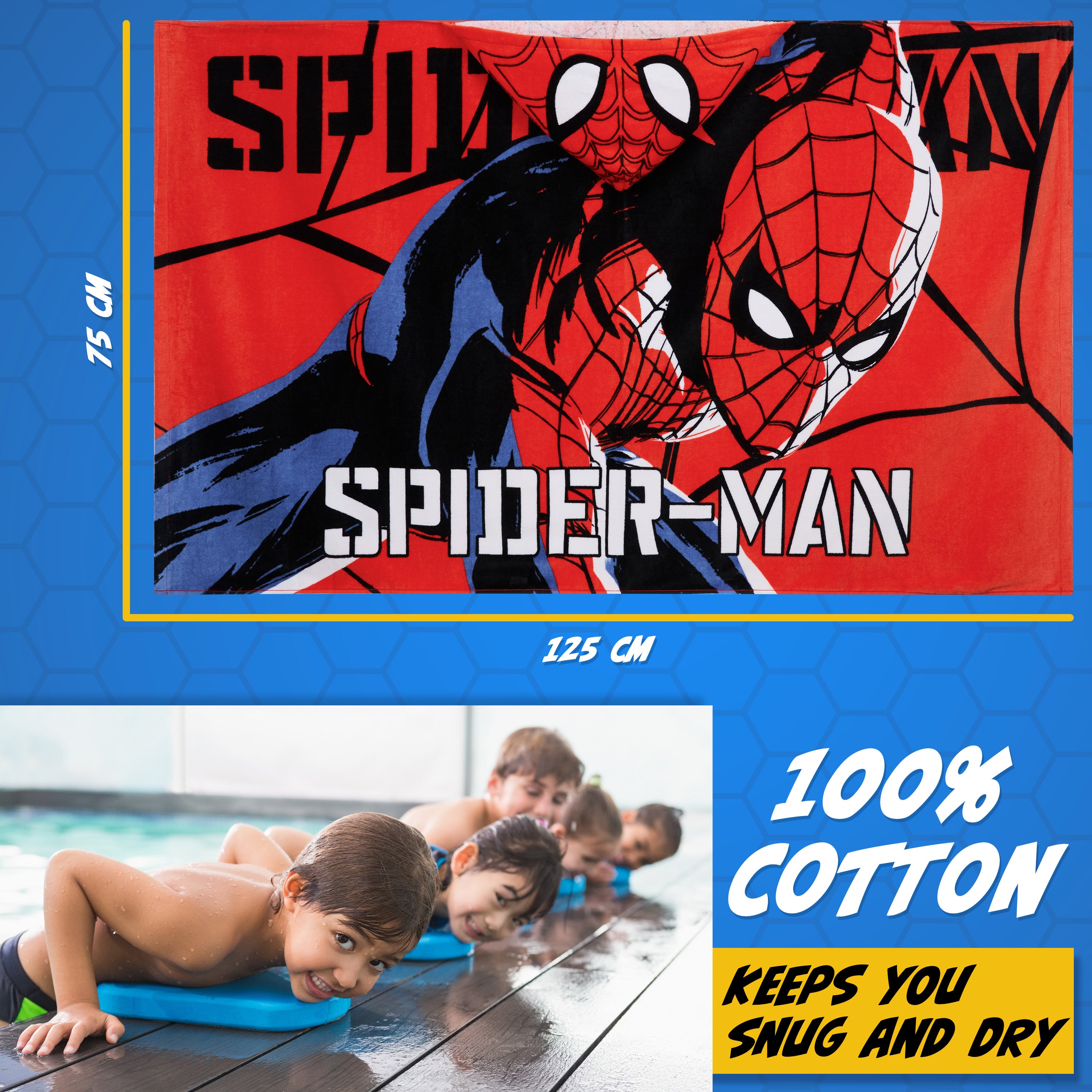 marvel-serviette-capuche-enfant-coton-absorbante-spiderman image 5