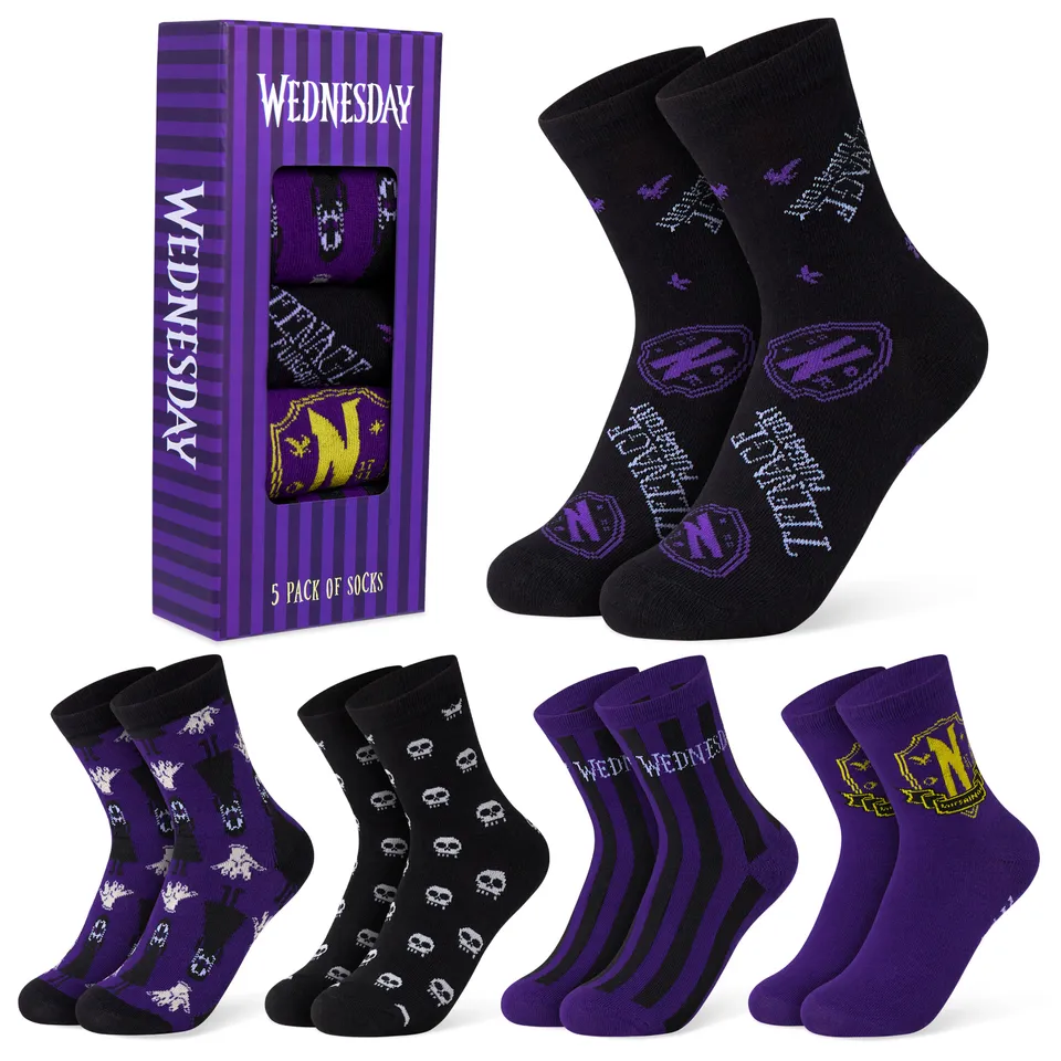 wednesday-chaussettes-fille-cheville-5-paires-noires image 1