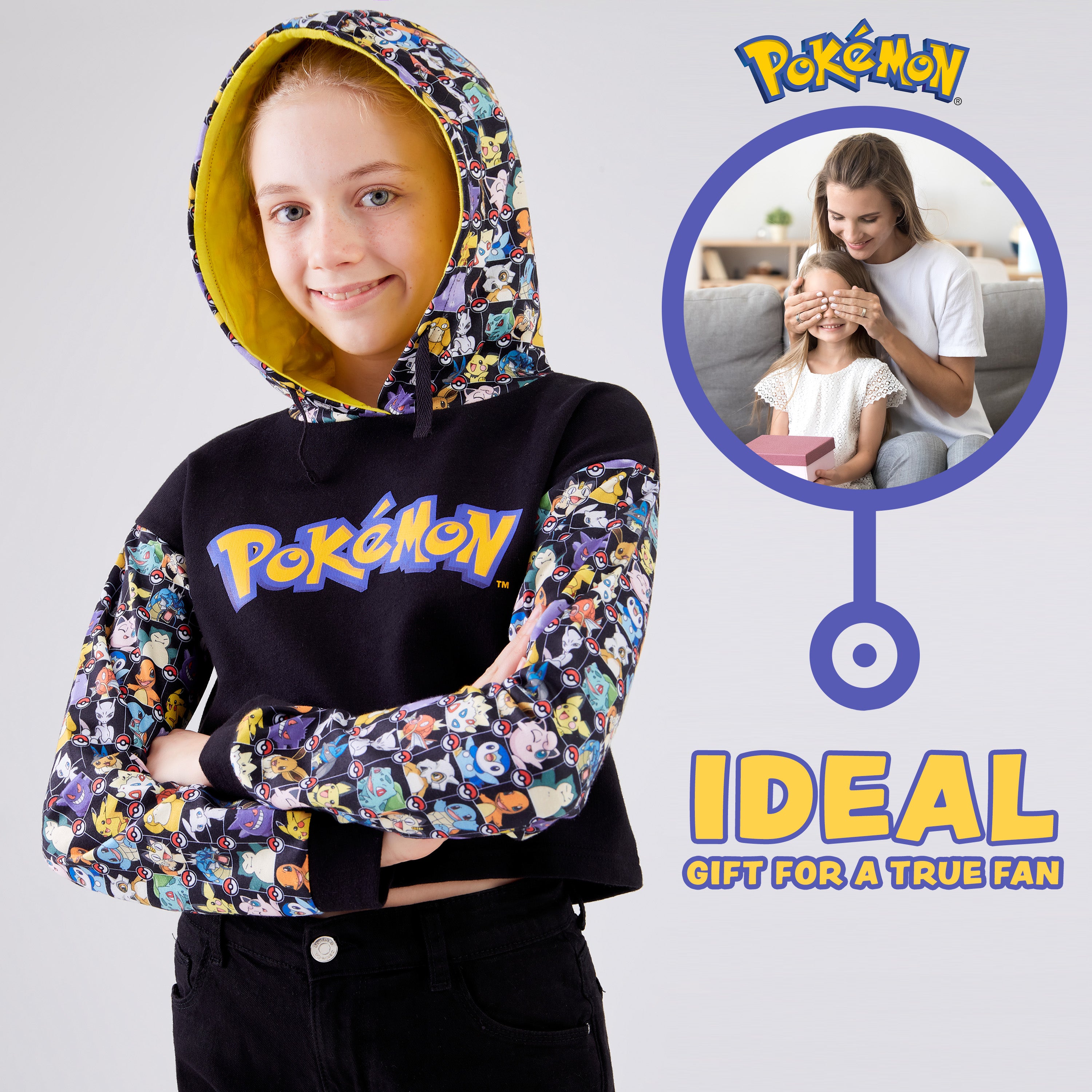 pok-mon-pikachu-sweat-fille-crop-capuche-7-15-ans image 3