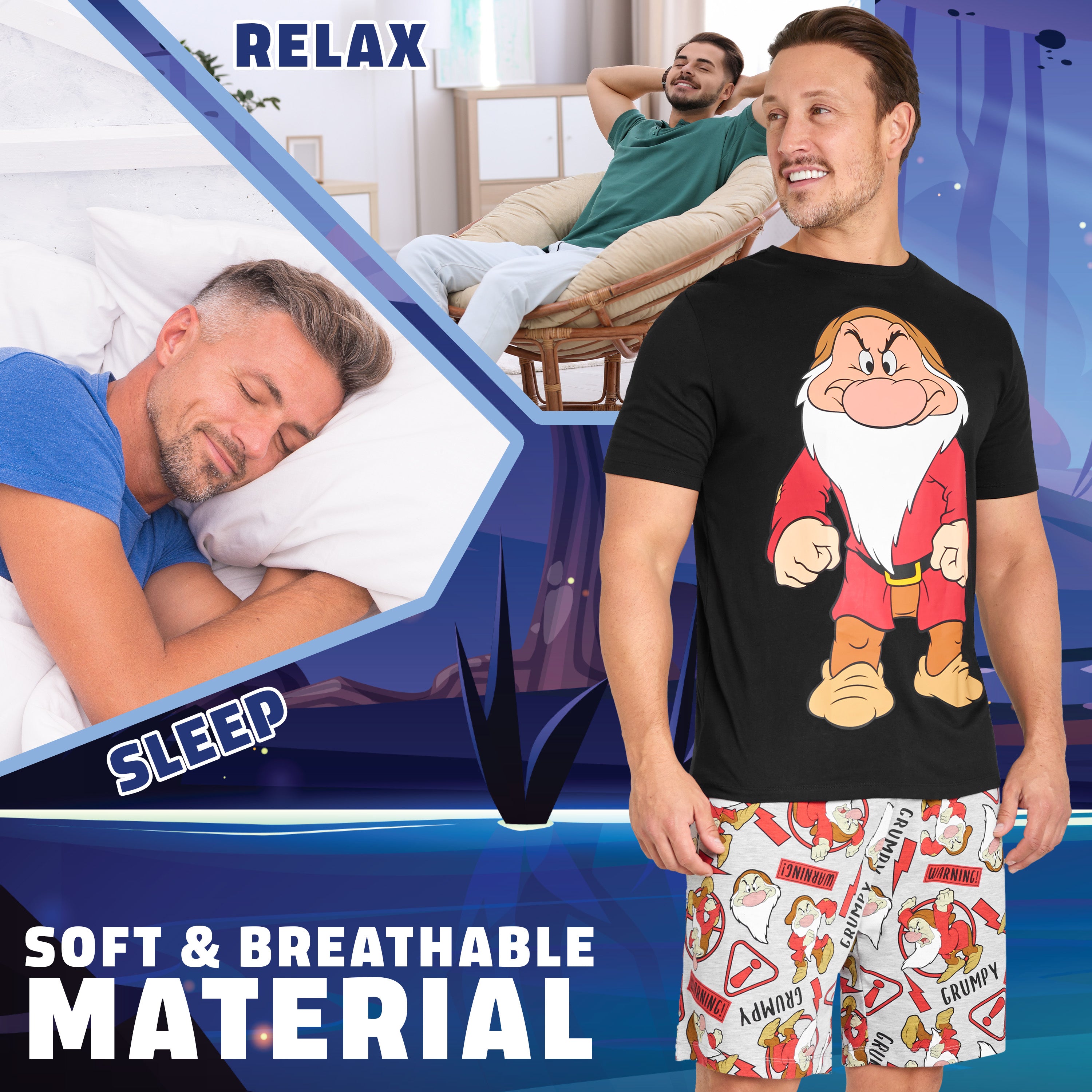 disney-pyjama-short-homme-coton-2-pi-ces-grumpy image 3