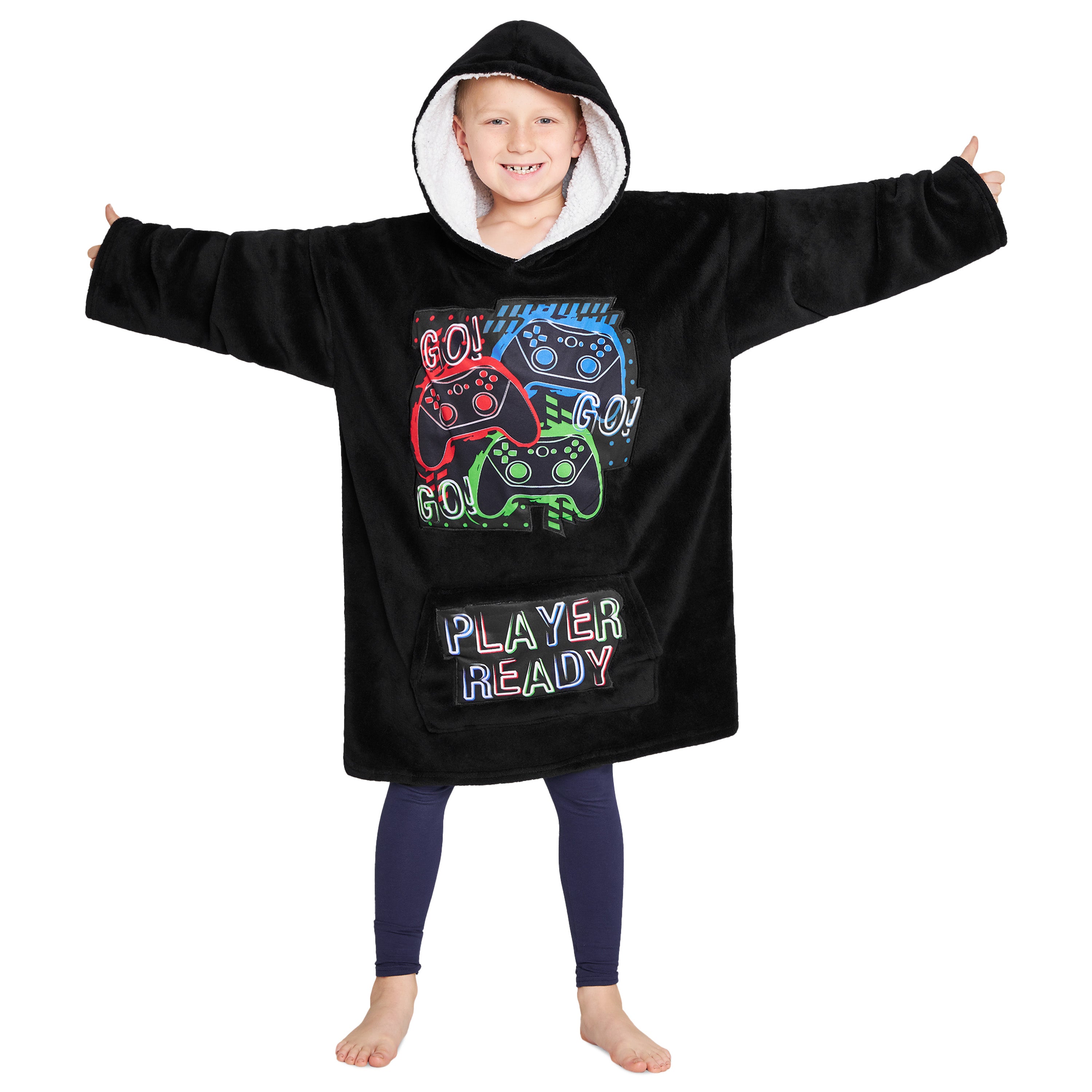 citycomfort-plaid-capuche-enfant-foot-noir image 1