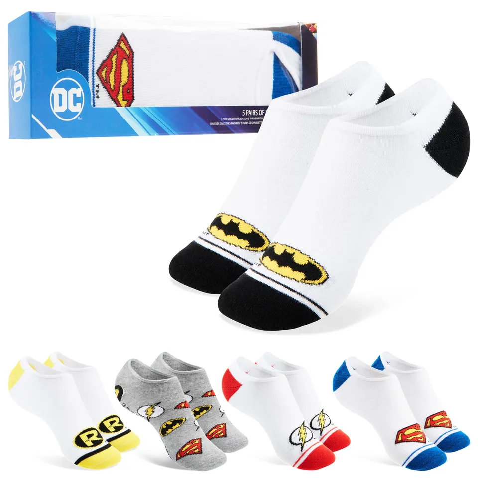dc-comics-batman-superman-socquettes-invisibles-homme-lot-de-5-coton image 1