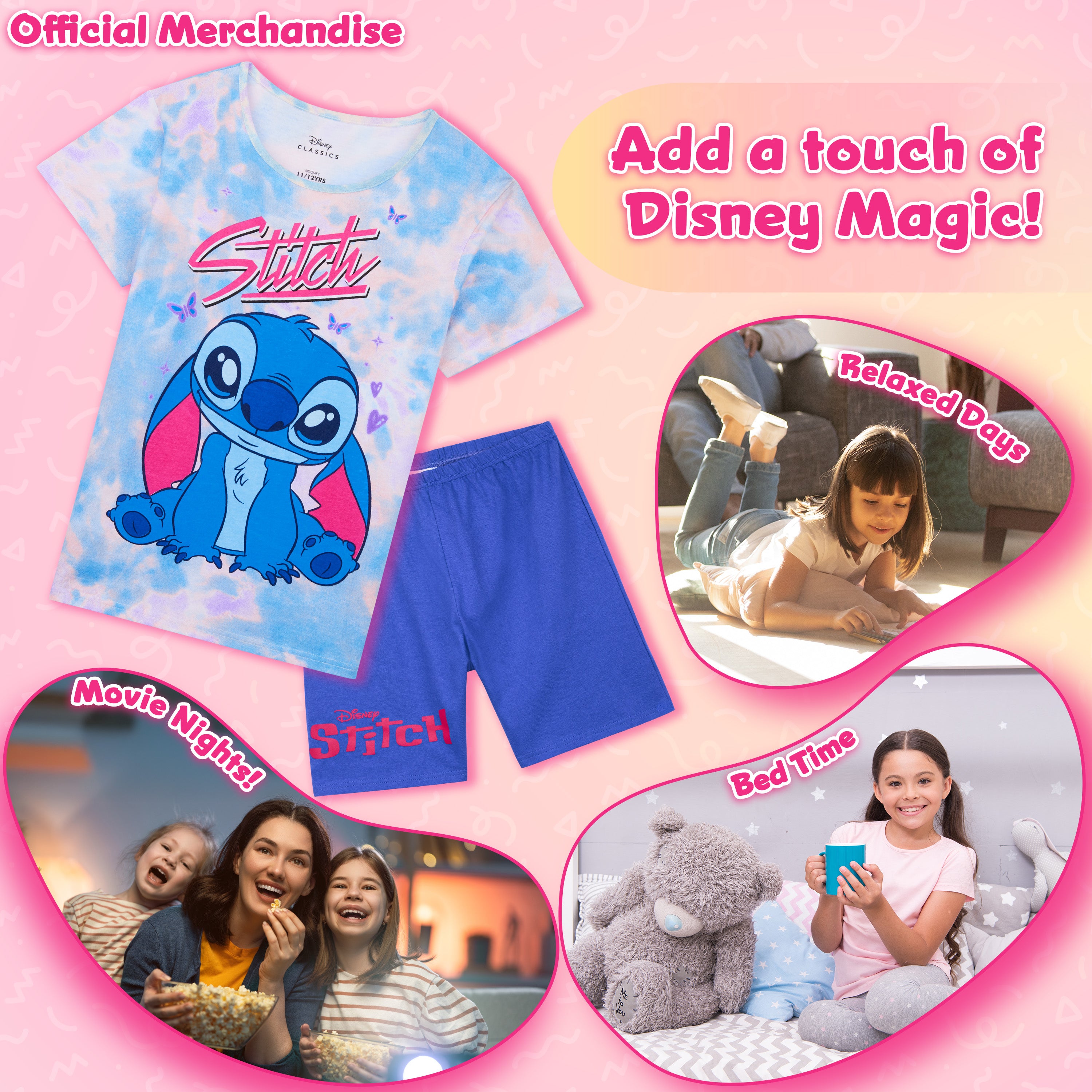 disney-stitch-pyjama-fille-short-manches-courtes-7-14-ans image 2