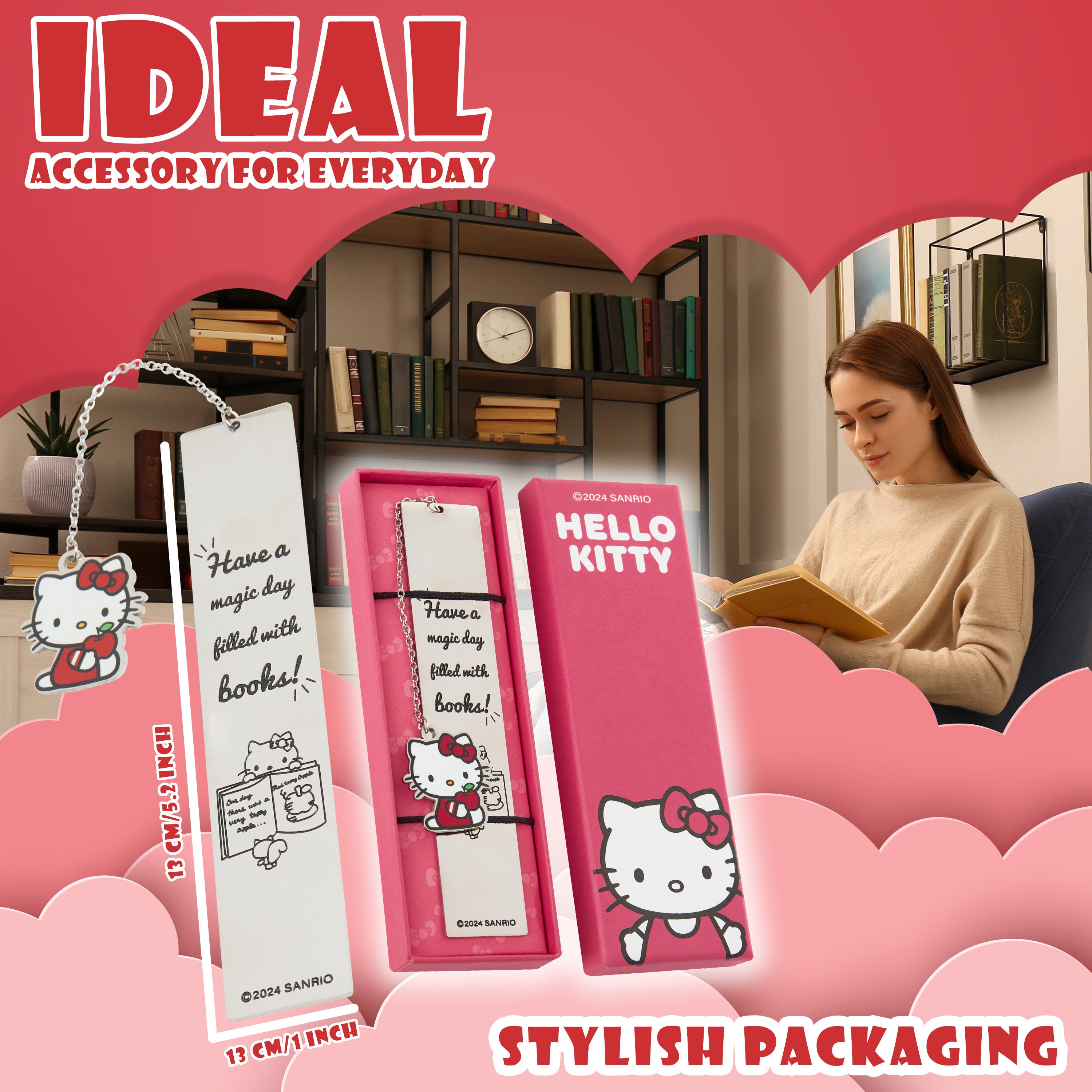 hello-kitty-marque-page-m-tal-avec-breloque-cadeau image 6