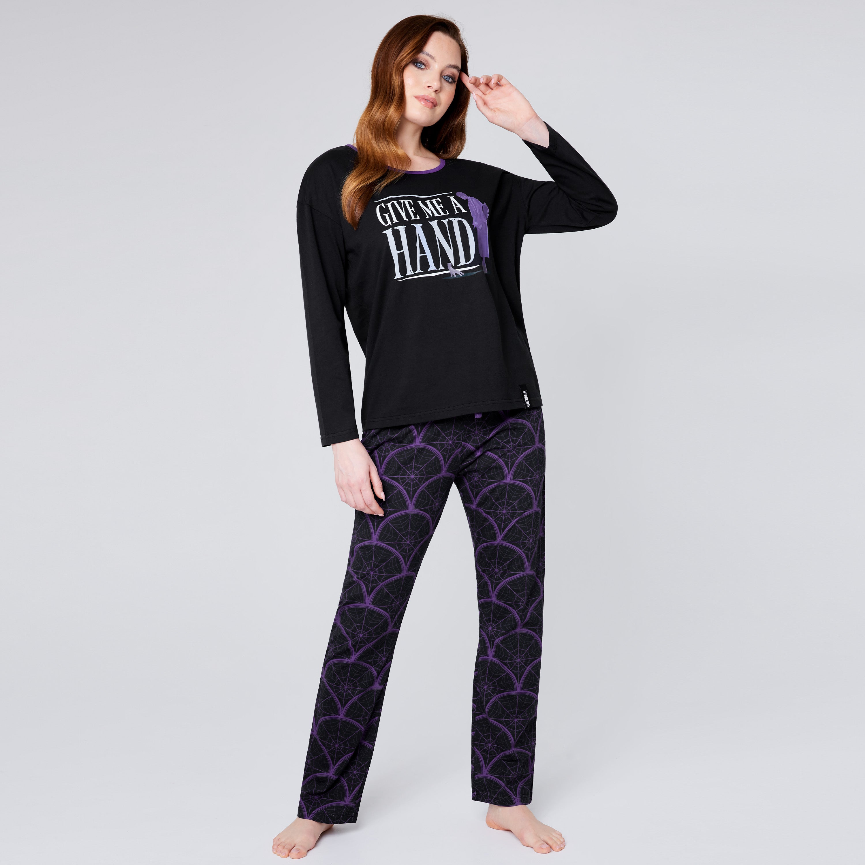 get-trend-wednesday-pyjama-femme-ensemble-coton-noir image 3