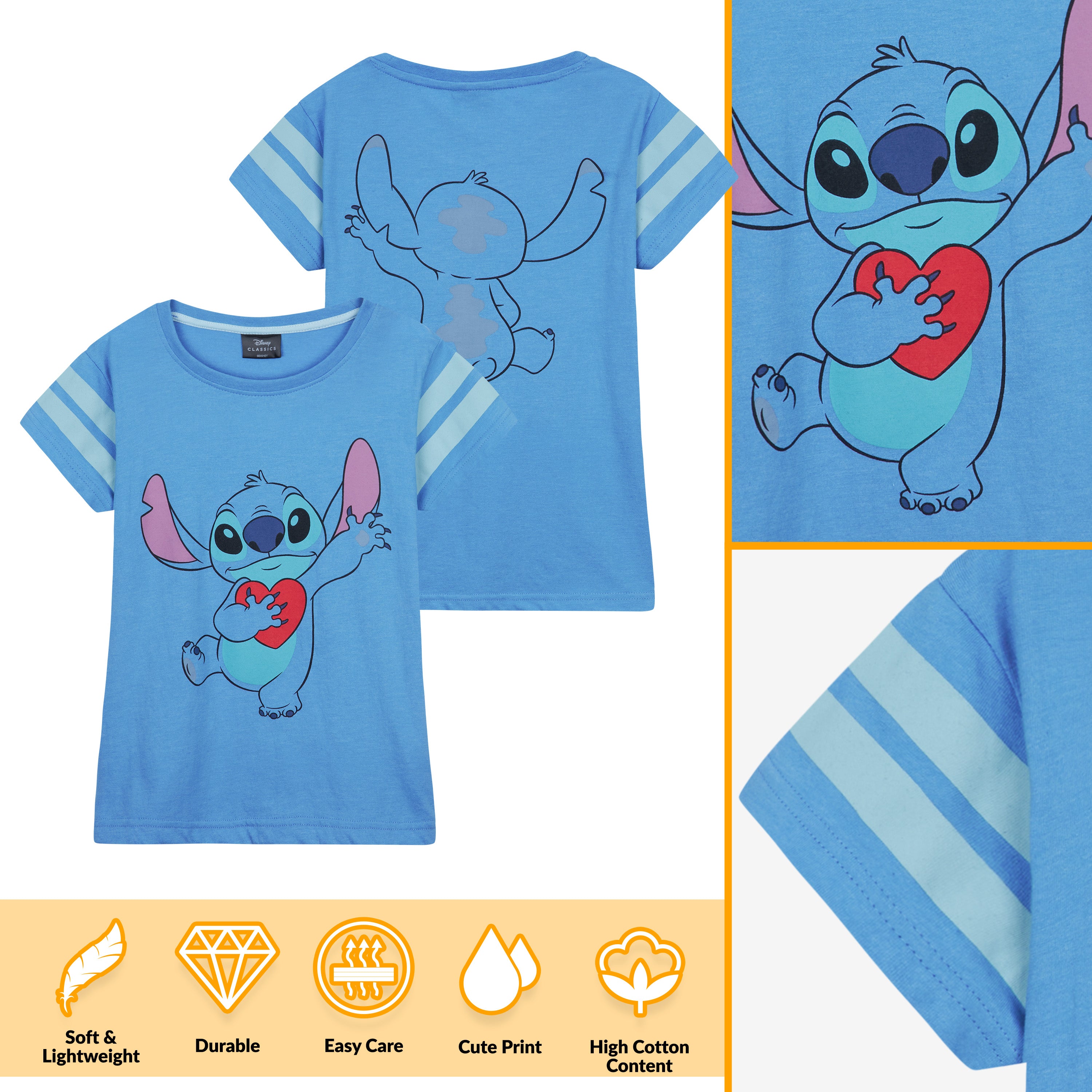 pyjama-disney-stitch-fille-short-7-8-ans-coton image 4