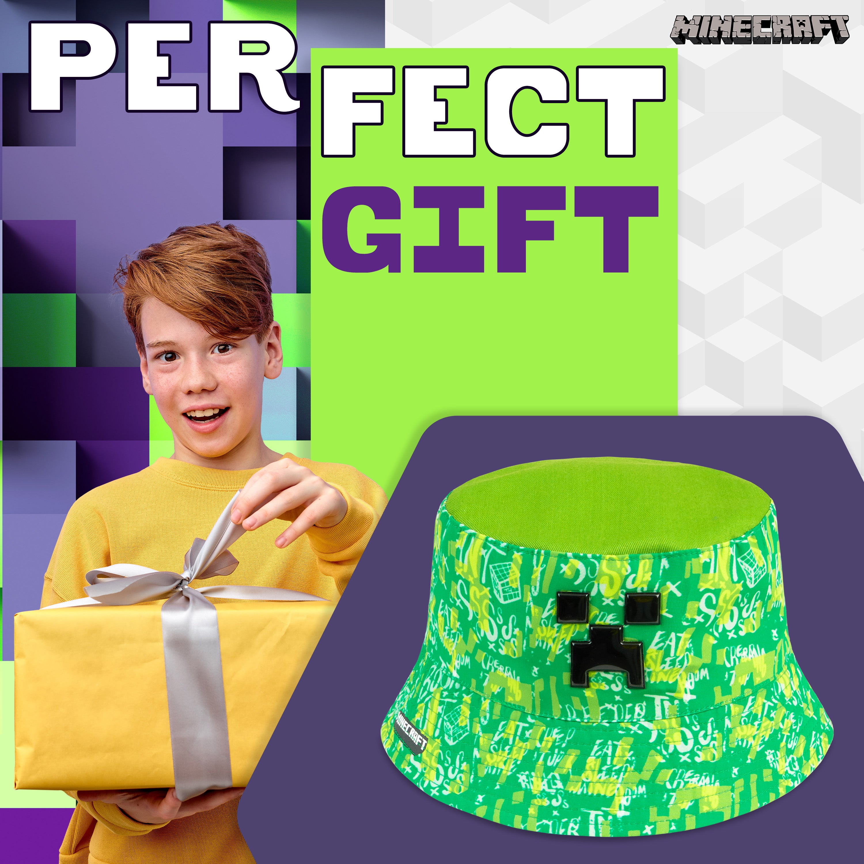 minecraft-boys-bob-enfant-bucket-hat-soleil-taille-unique image 3
