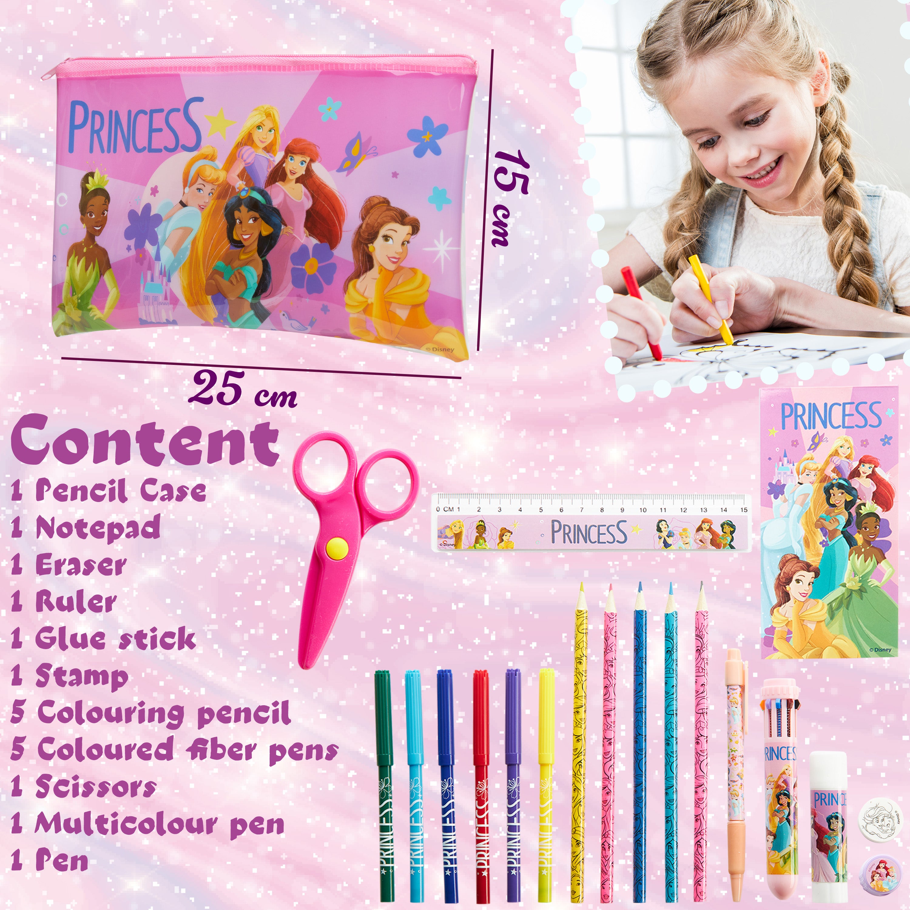 disney-princesses-trousse-garnie-papeterie-fille-25-cm image 6