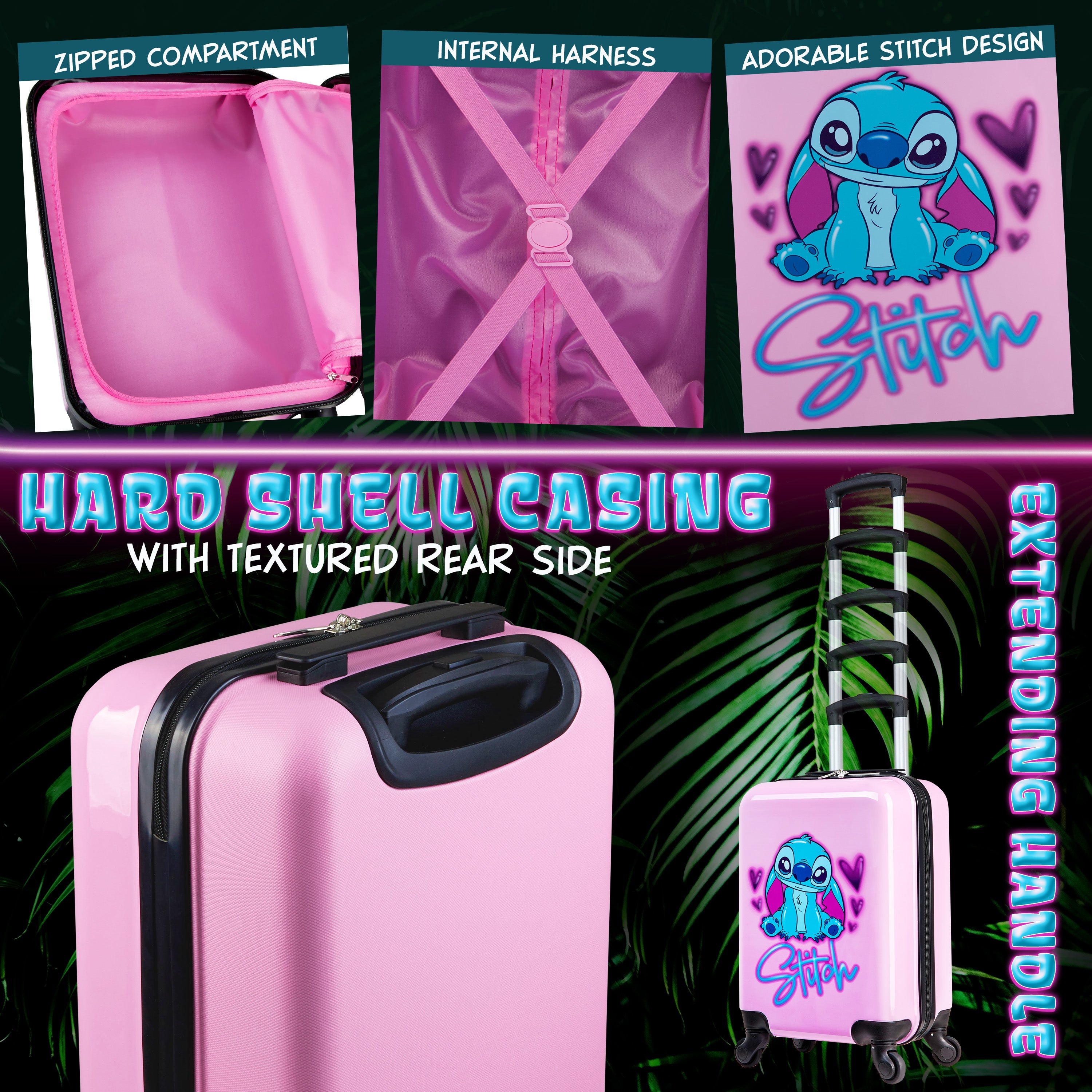 disney-stitch-valise-cabine-rigide-rose-stitch-small image 5
