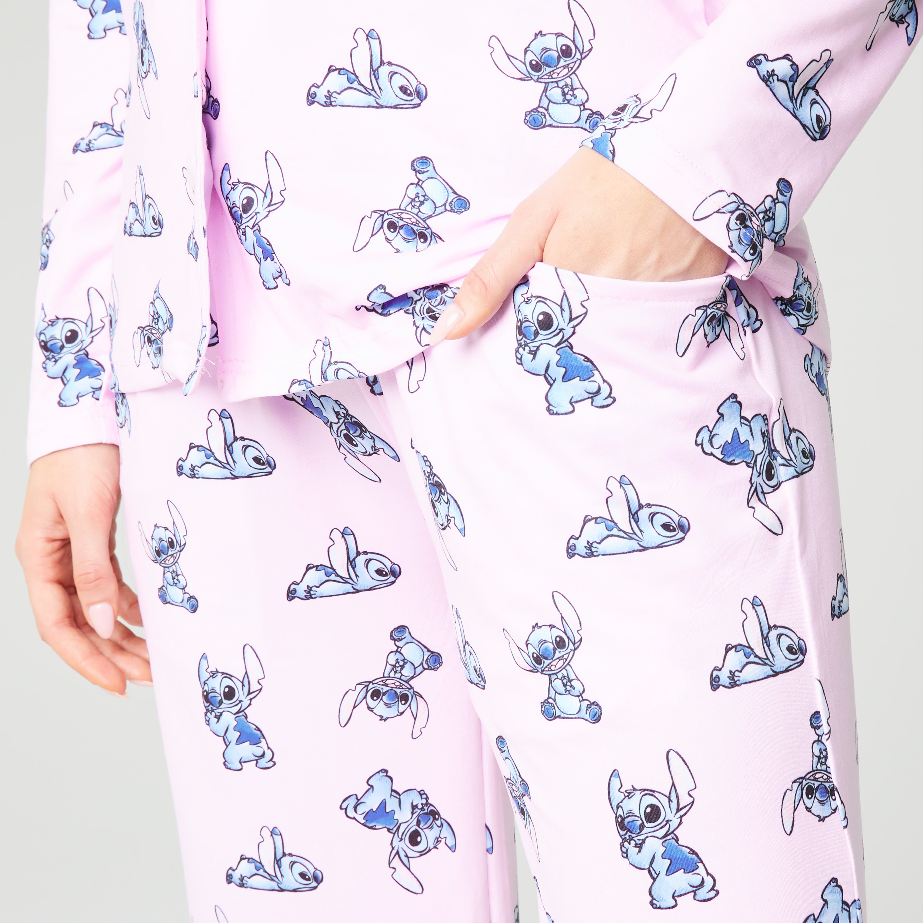 disney-stitch-ensemble-pyjama-femme-rose-manches-longues image 2