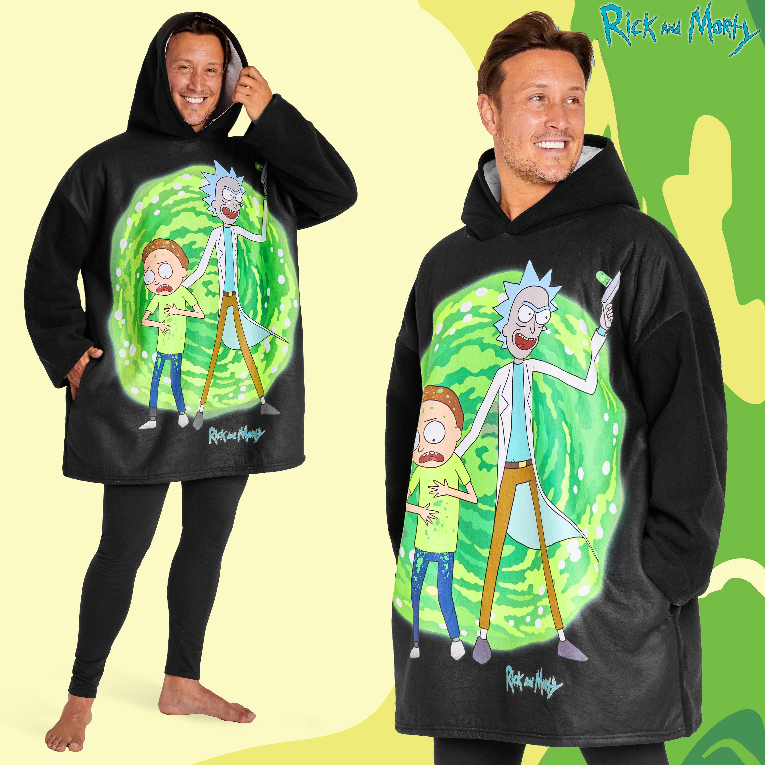 rick-and-morty-sweat-plaid-homme-noir-polaire-sherpa image 3