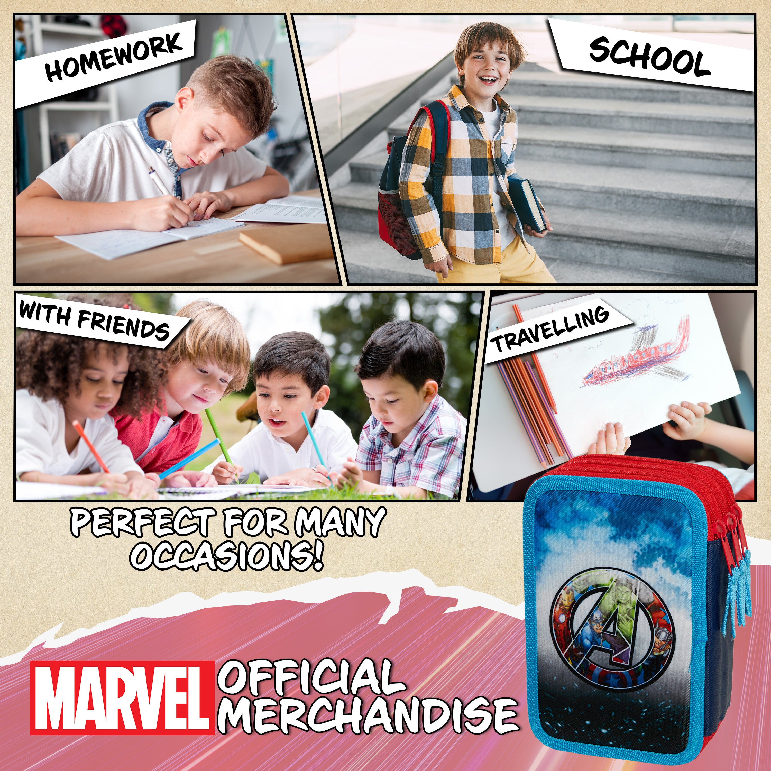 marvel-trousse-garnie-avengers-triple-zip-papeterie image 5