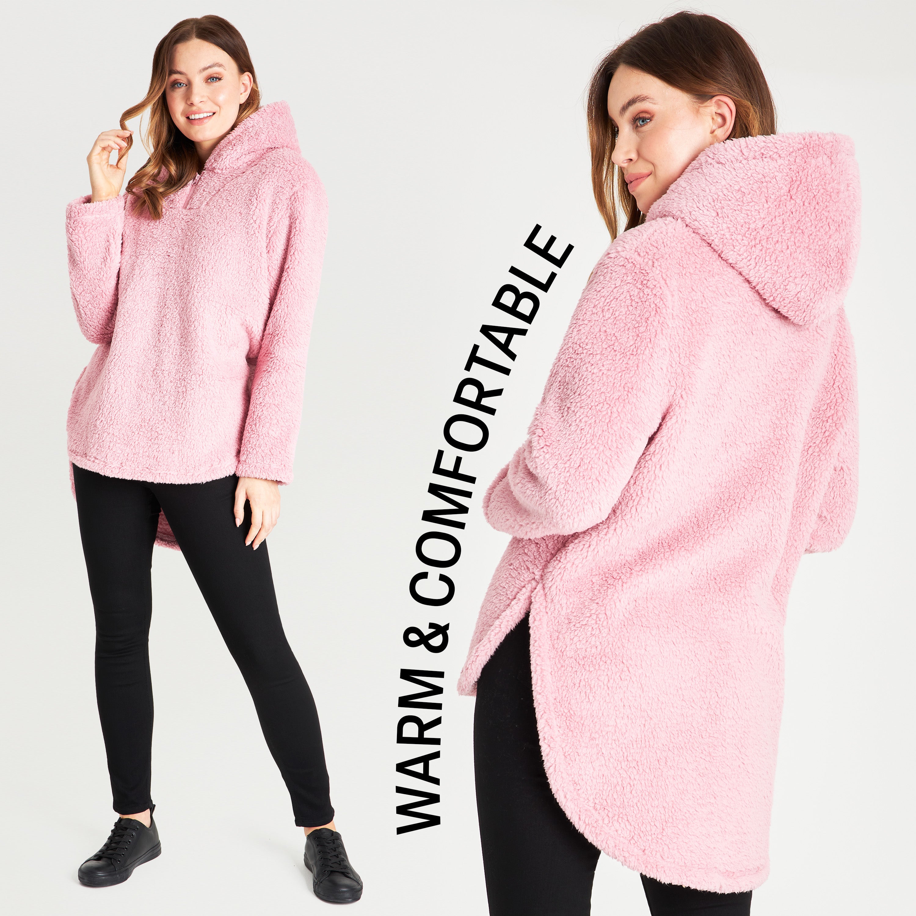 citycomfort-sweat-capuche-femme-polaire-teddy-rose-gris-bleu image 6