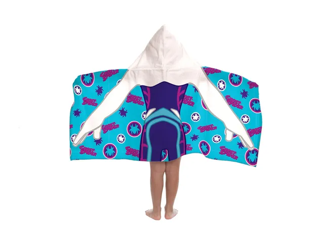 jay-franco-spidey-ghost-spider-cape-de-bain-enfant-bleue-56x56-cm image 1