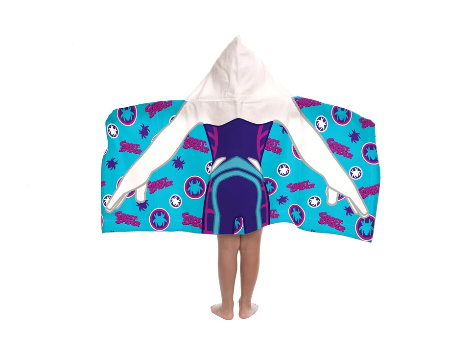 jay-franco-spidey-ghost-spider-cape-de-bain-enfant-bleue-56x56-cm image 1