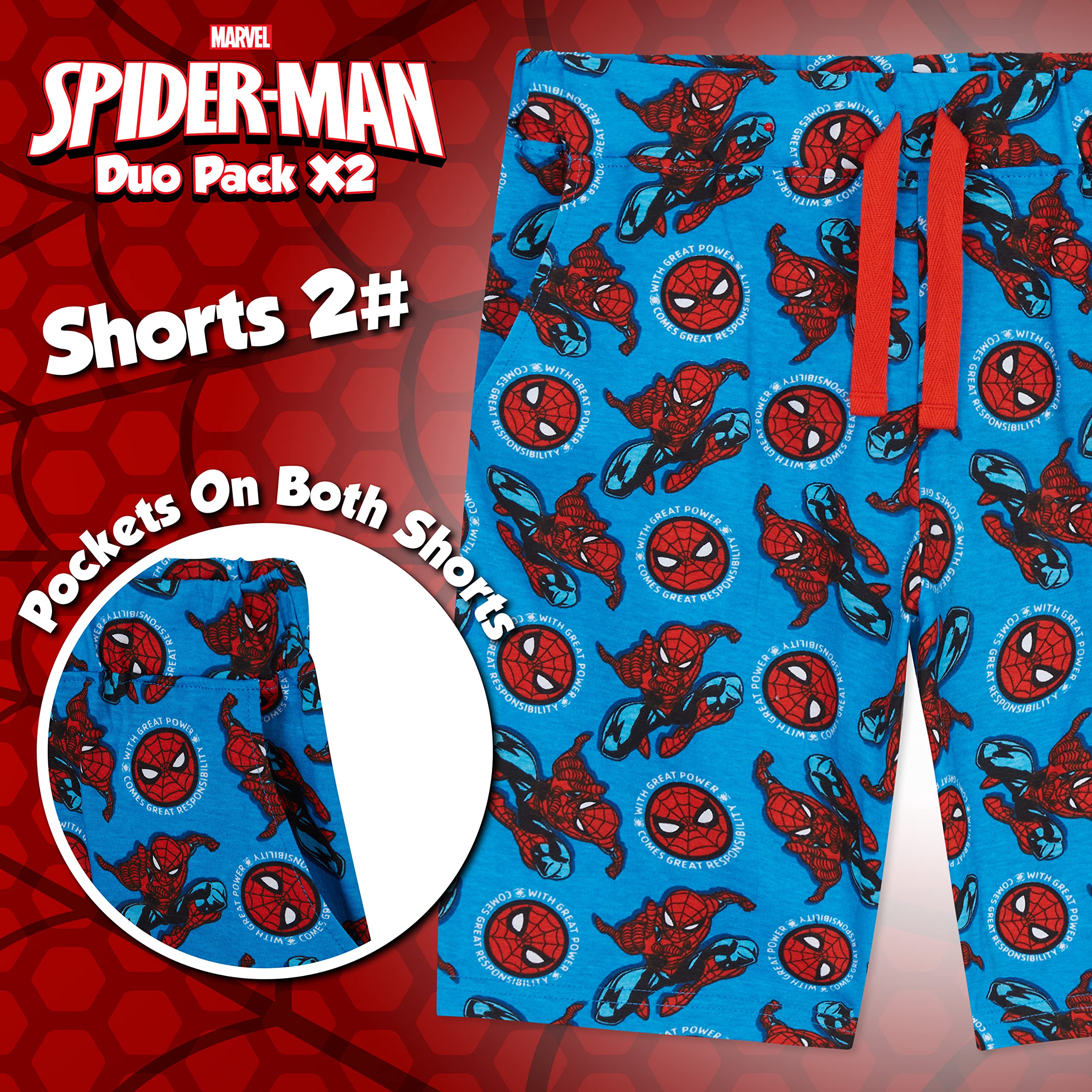 marvel-spider-man-short-gar-on-coton-lot-2-bermuda-poches-2-14-ans-2 image 5