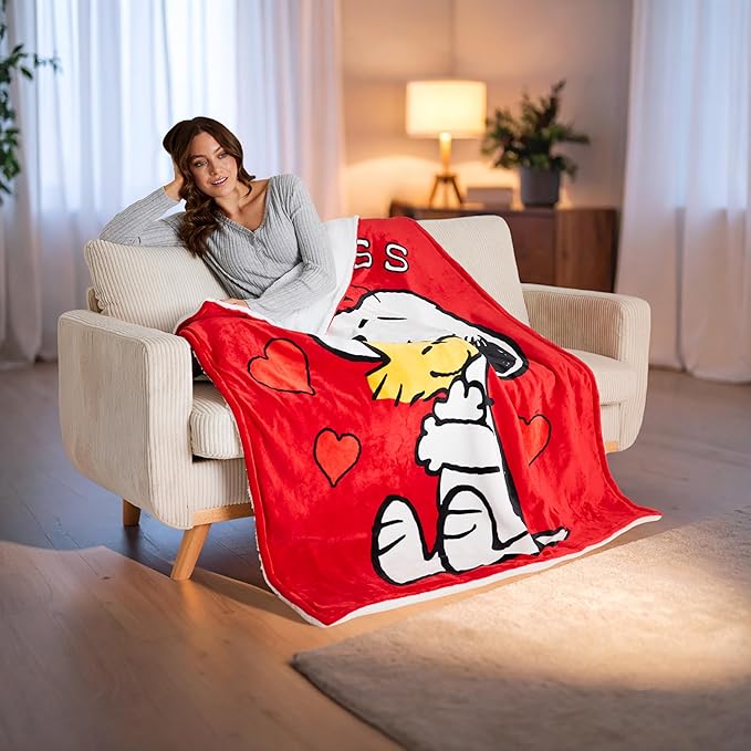 get-trend-peanuts-snoopy-couverture-chauffante-eu-king-230x265cm-sherpa image 2