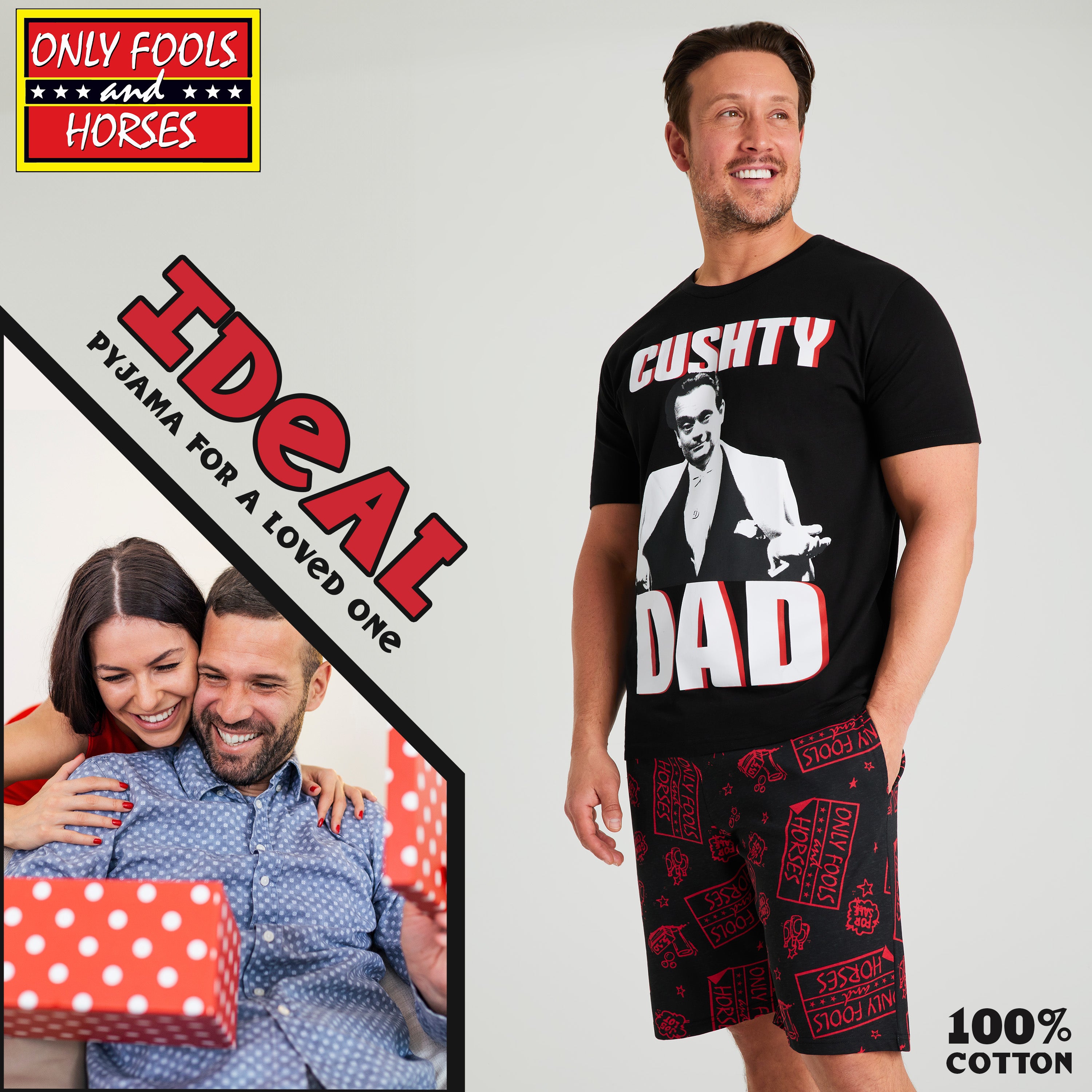 only-fools-and-horses-pyjama-court-homme-coton-noir image 3