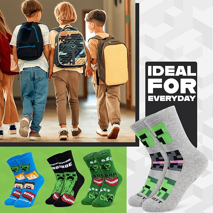 minecraft-chaussettes-gar-on-mi-mollet-lot-multipack image 3