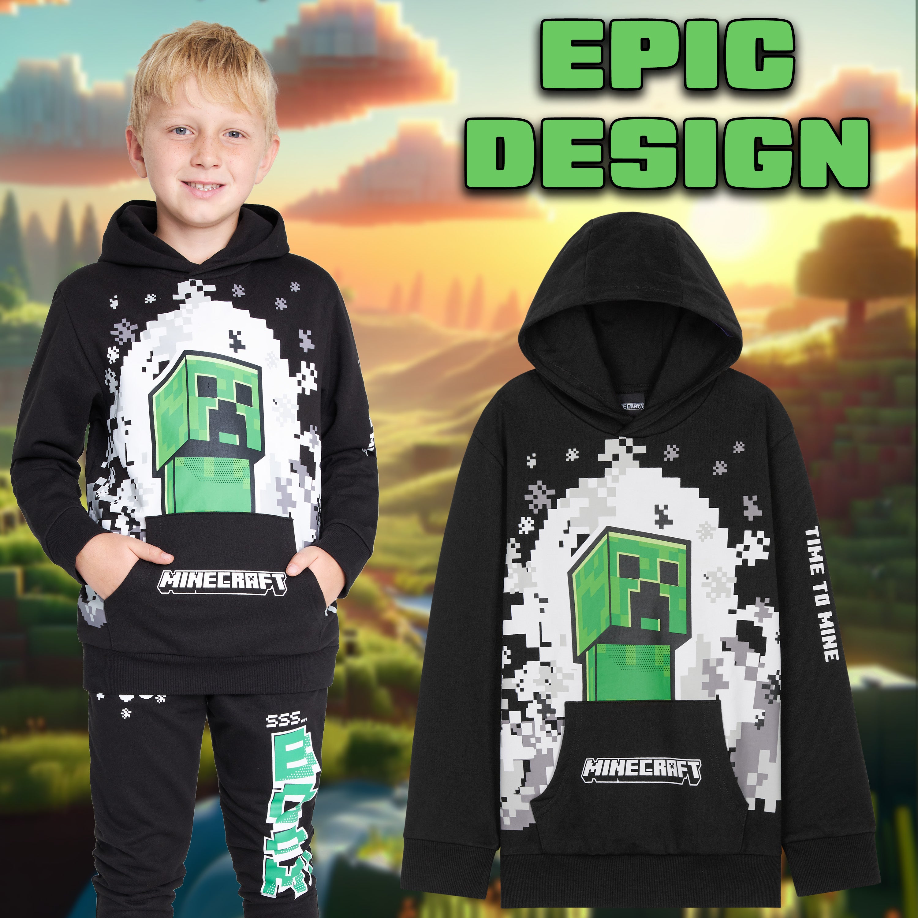 minecraft-surv-tement-gar-on-hoodie-jogging-9-10-ans image 2