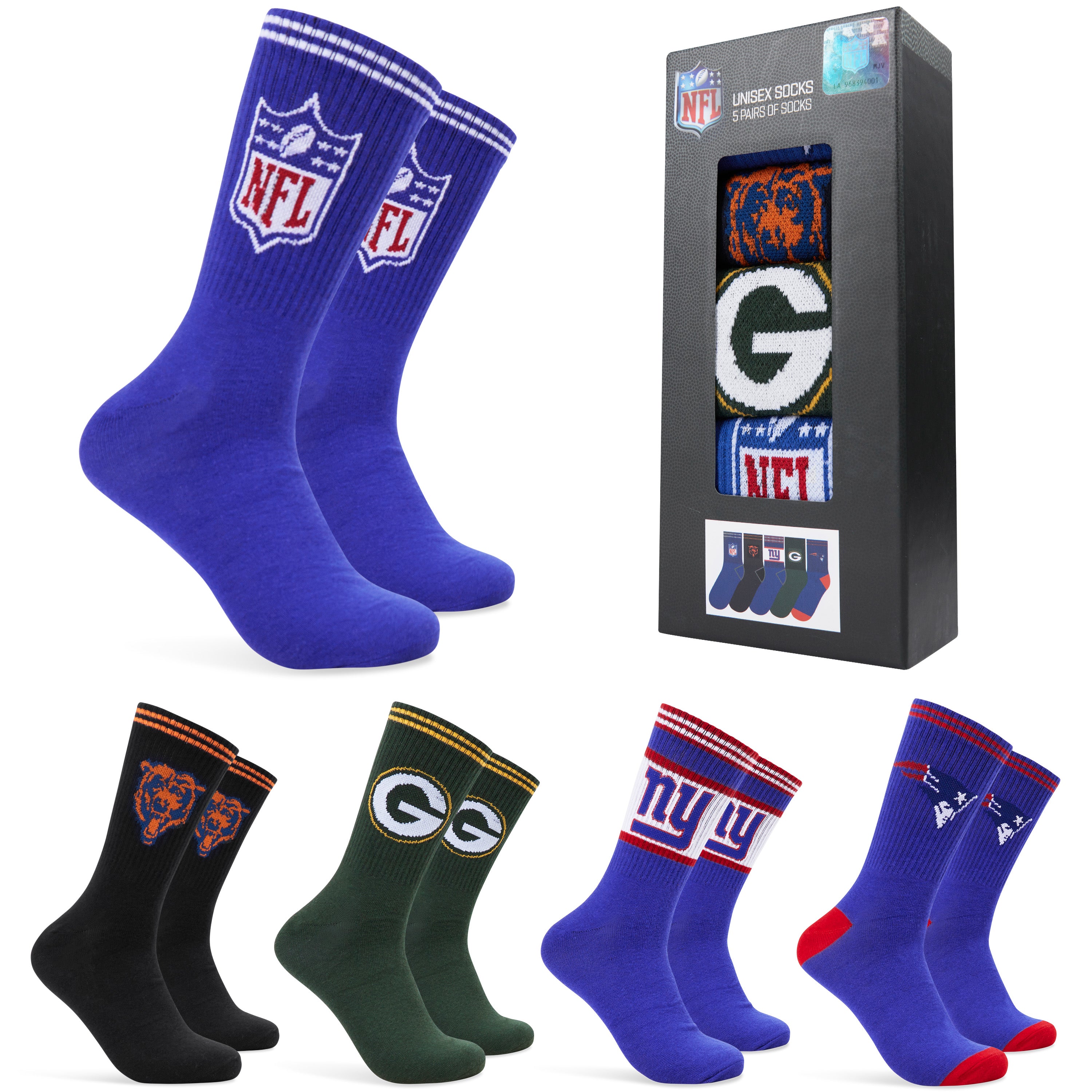 nfl-chaussettes-mi-mollet-coton-lot-de-5-tailles-3-11 image 1