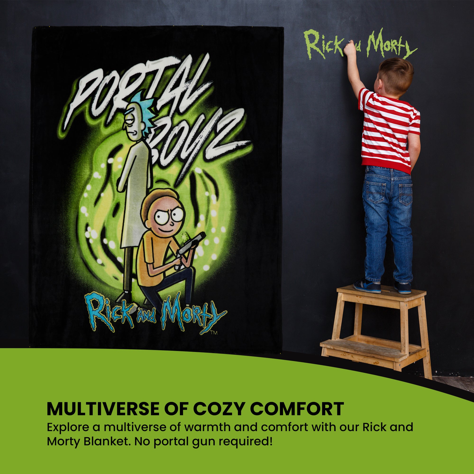 rick-and-morty-plaid-polaire-150x130-cm-noir-vert-doux image 6