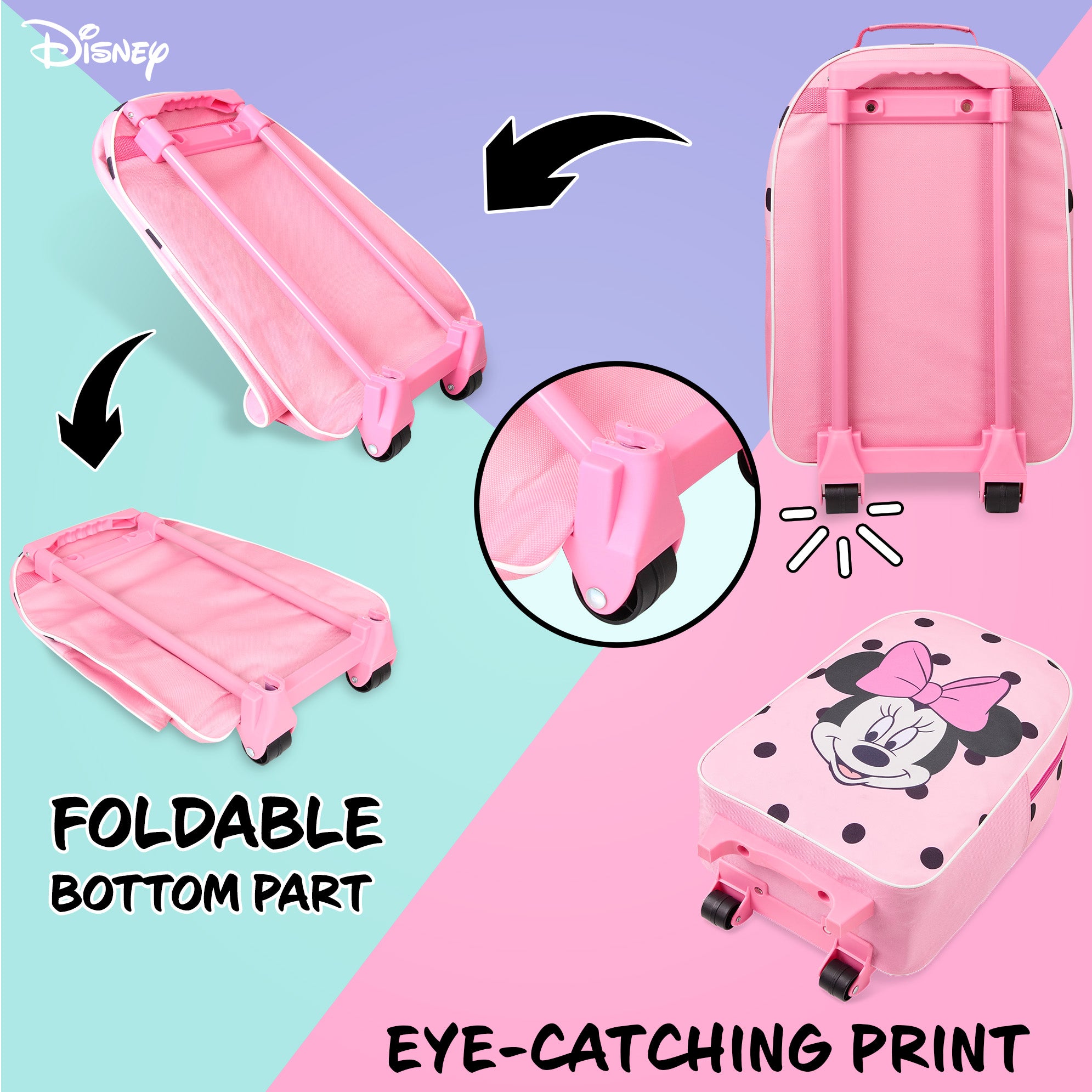 disney-valise-enfant-minnie-rose-roulettes-cabine-pliable image 6