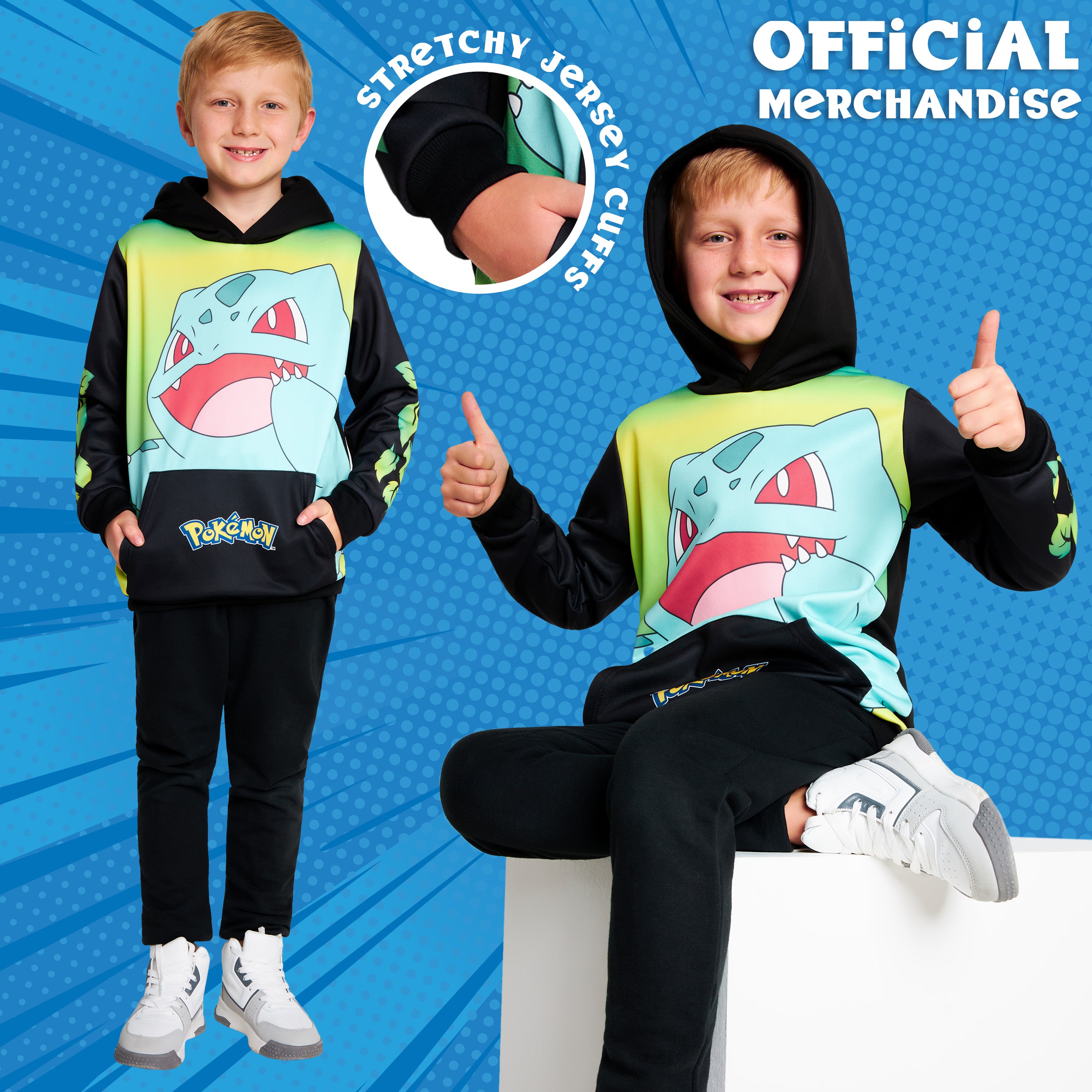 pok-mon-sweat-enfant-bulbizarre-noir-jaune-poche-kangourou image 5