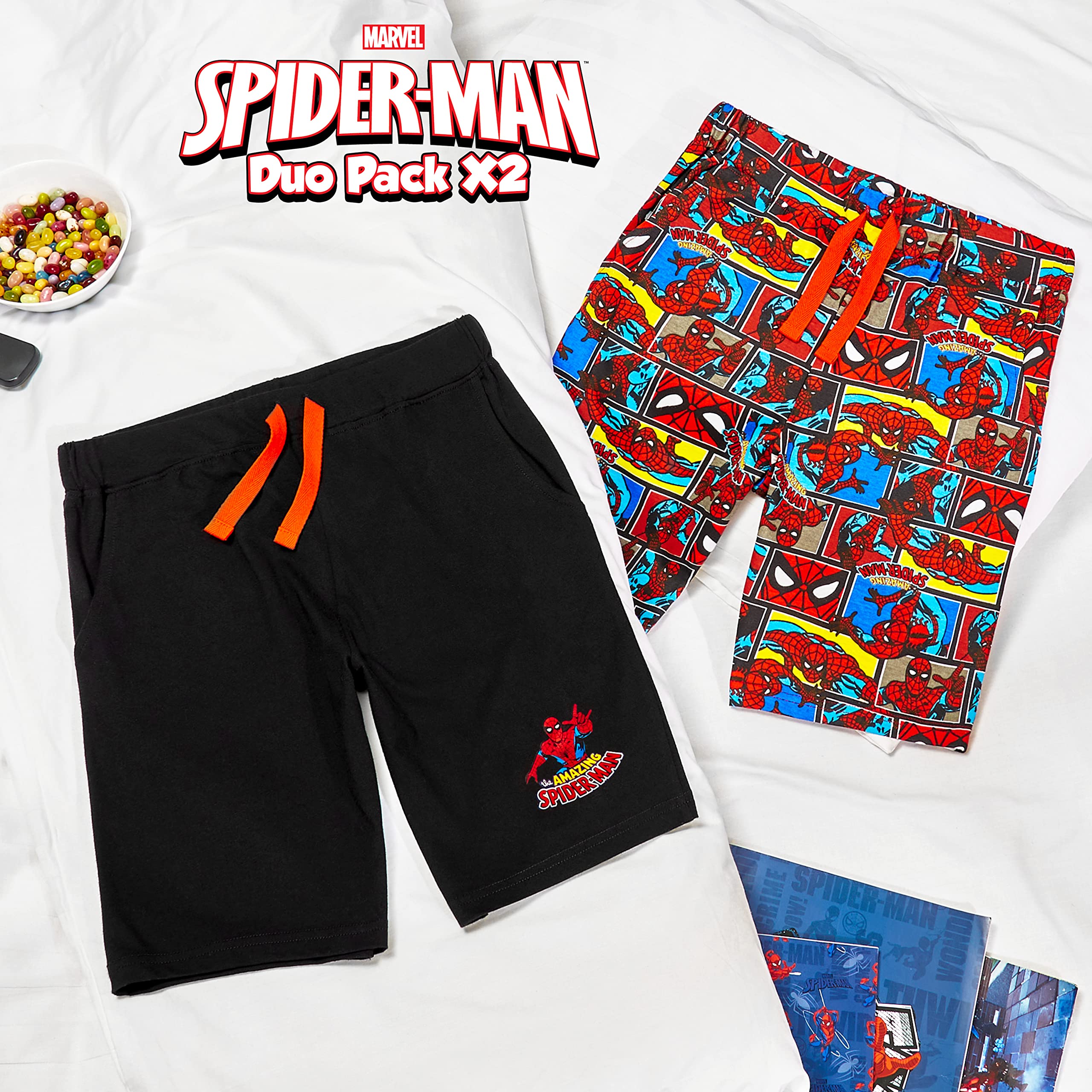 marvel-spider-man-short-gar-on-coton-lot-2-bermuda-poches-2-14-ans image 2