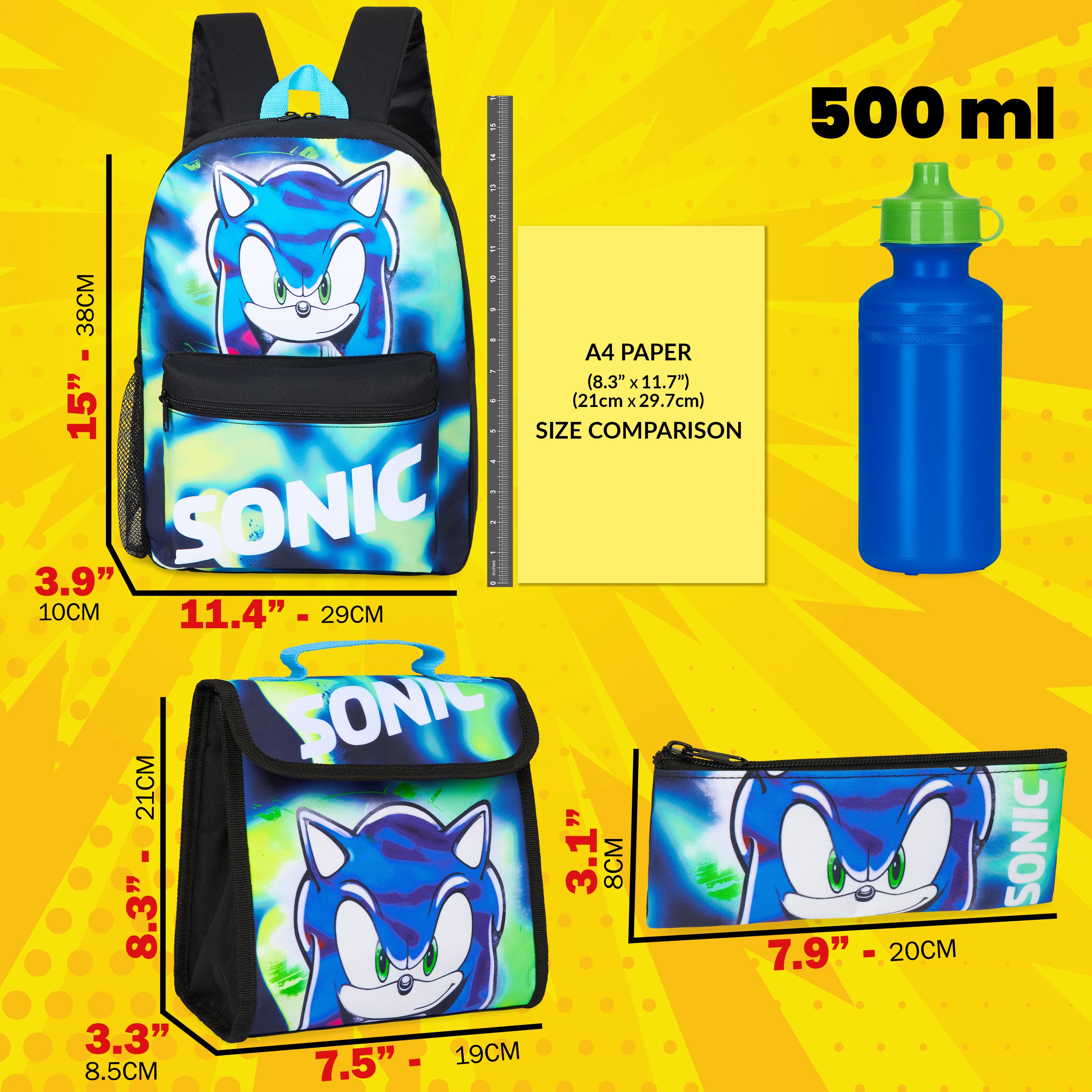 sonic-sac-cole-4-pi-ces-cartable-gourde-trousse image 2