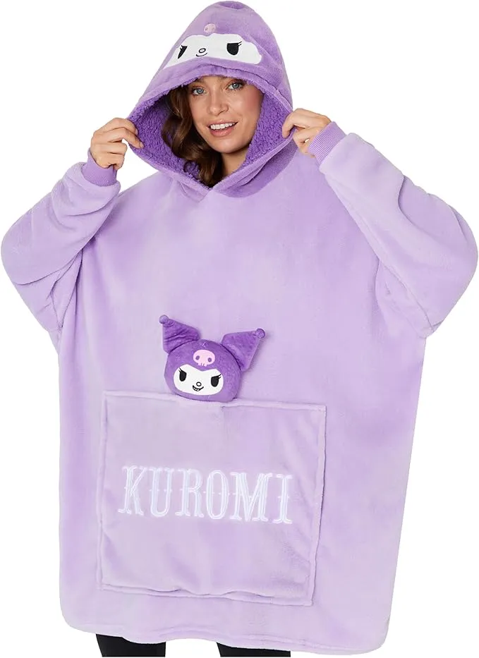 hello-kitty-sweat-plaid-capuche-oversized-femme-peluche-taille-unique image 1