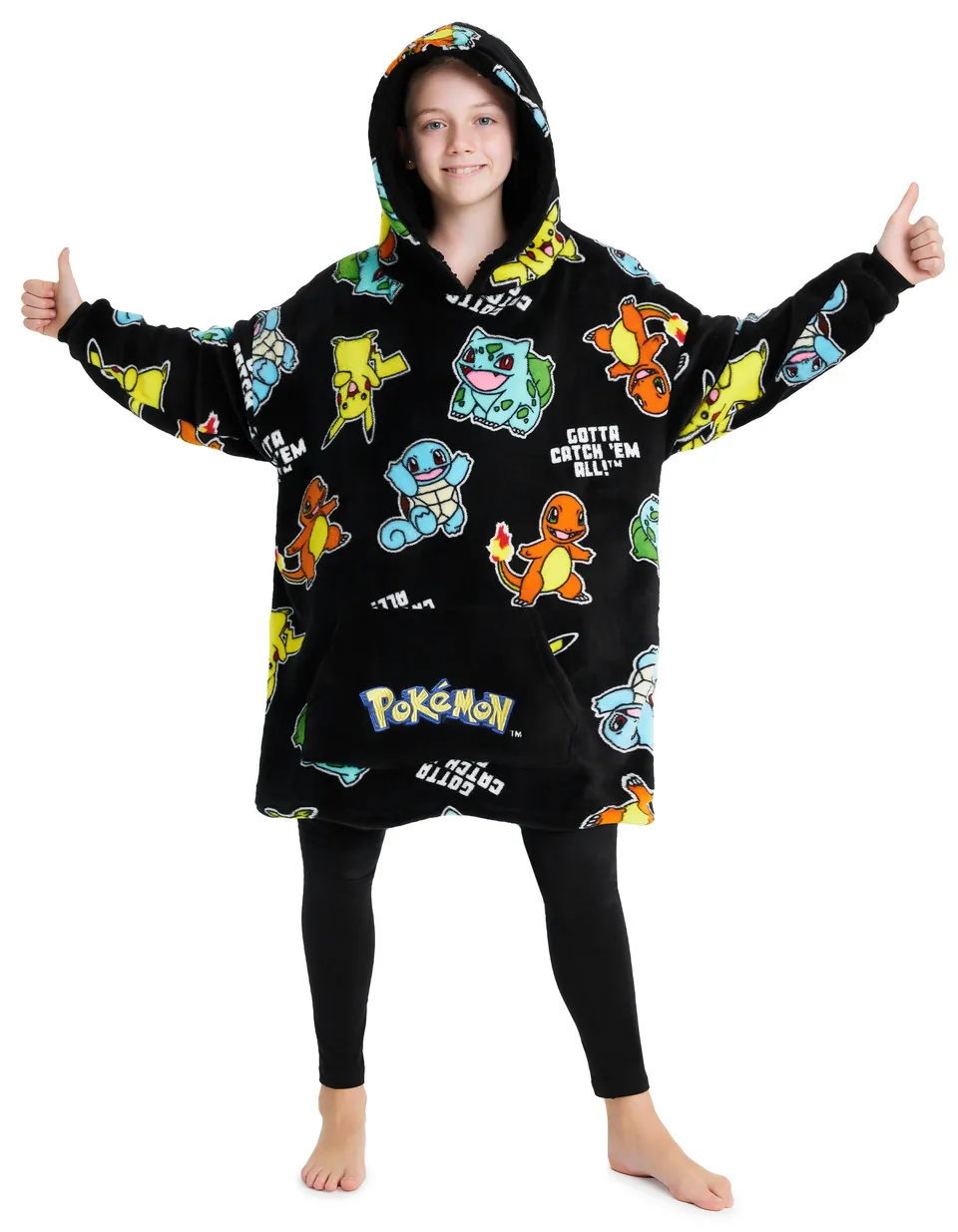 pok-mon-pikachu-sweat-plaid-enfant-oversize-noir image 1