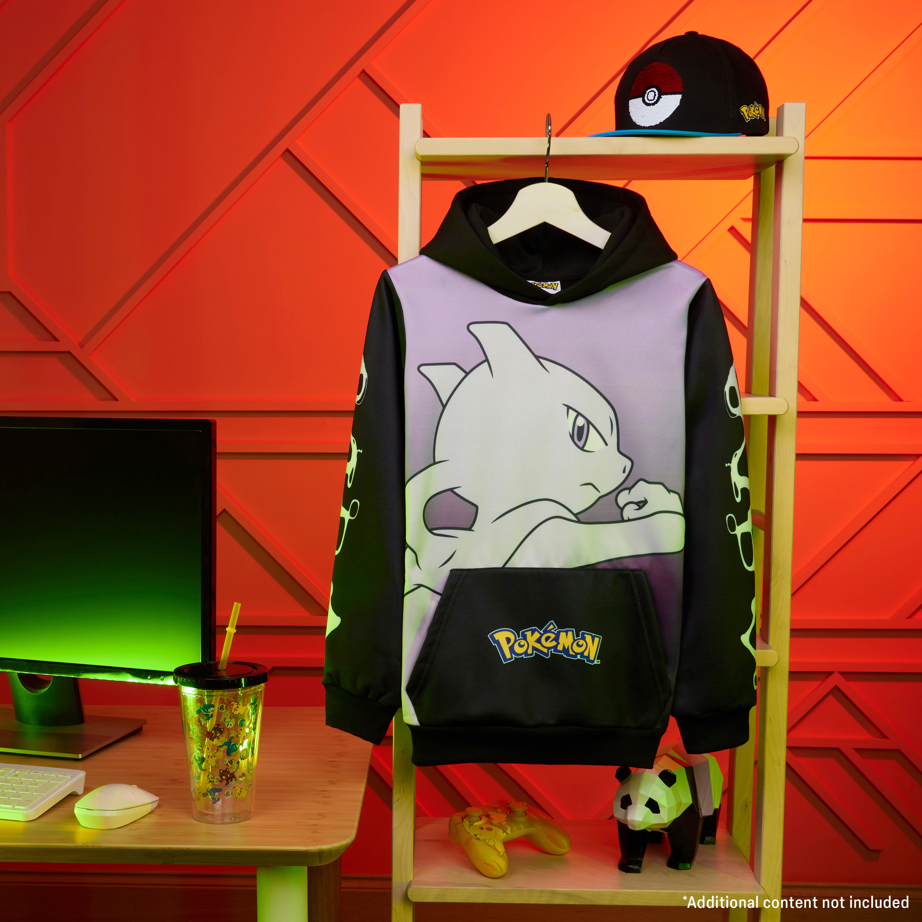 pok-mon-sweat-capuche-enfant-mewtwo-noir-rose-poche-kangourou image 2