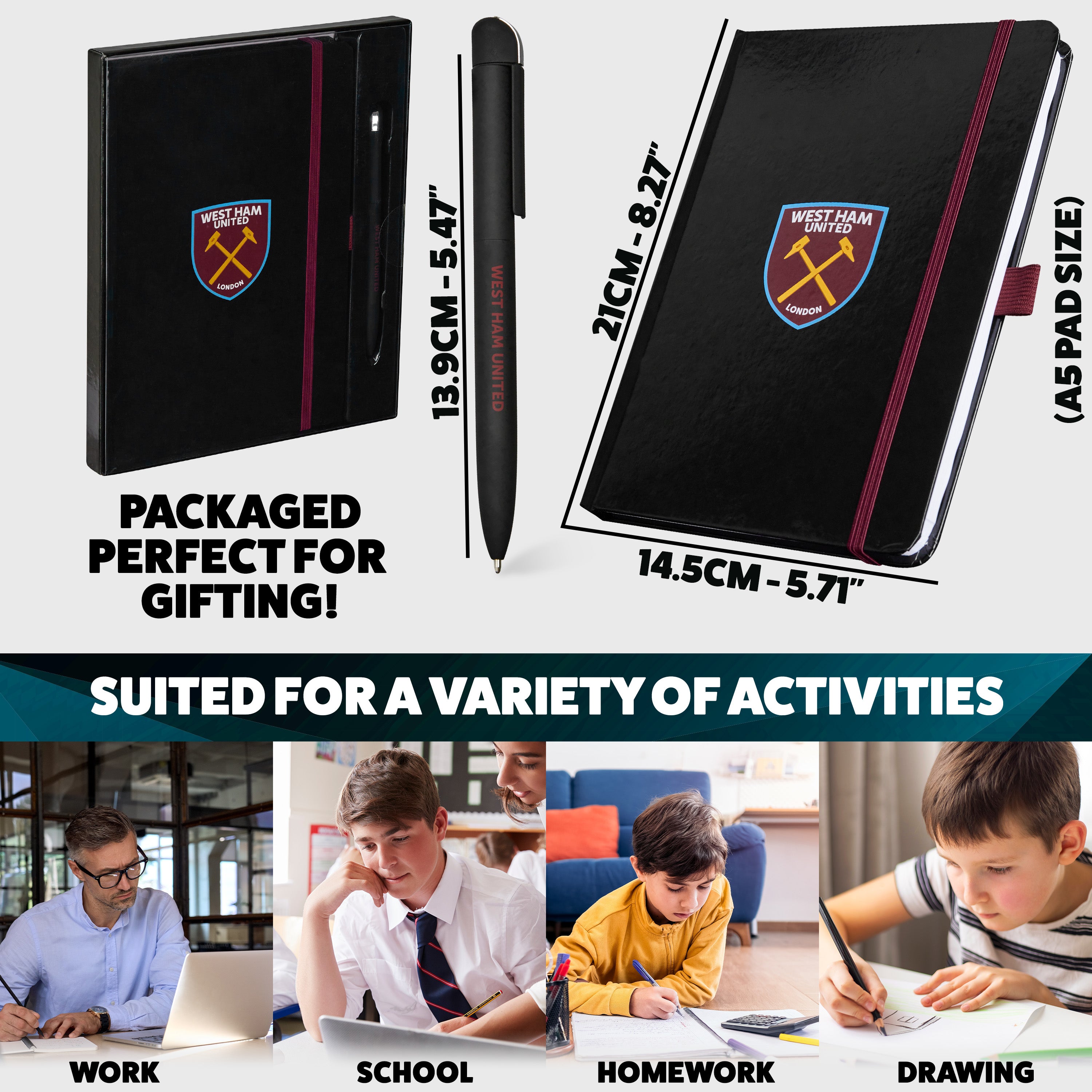 west-ham-united-set-carnet-a4-lign-stylo-supporters image 5