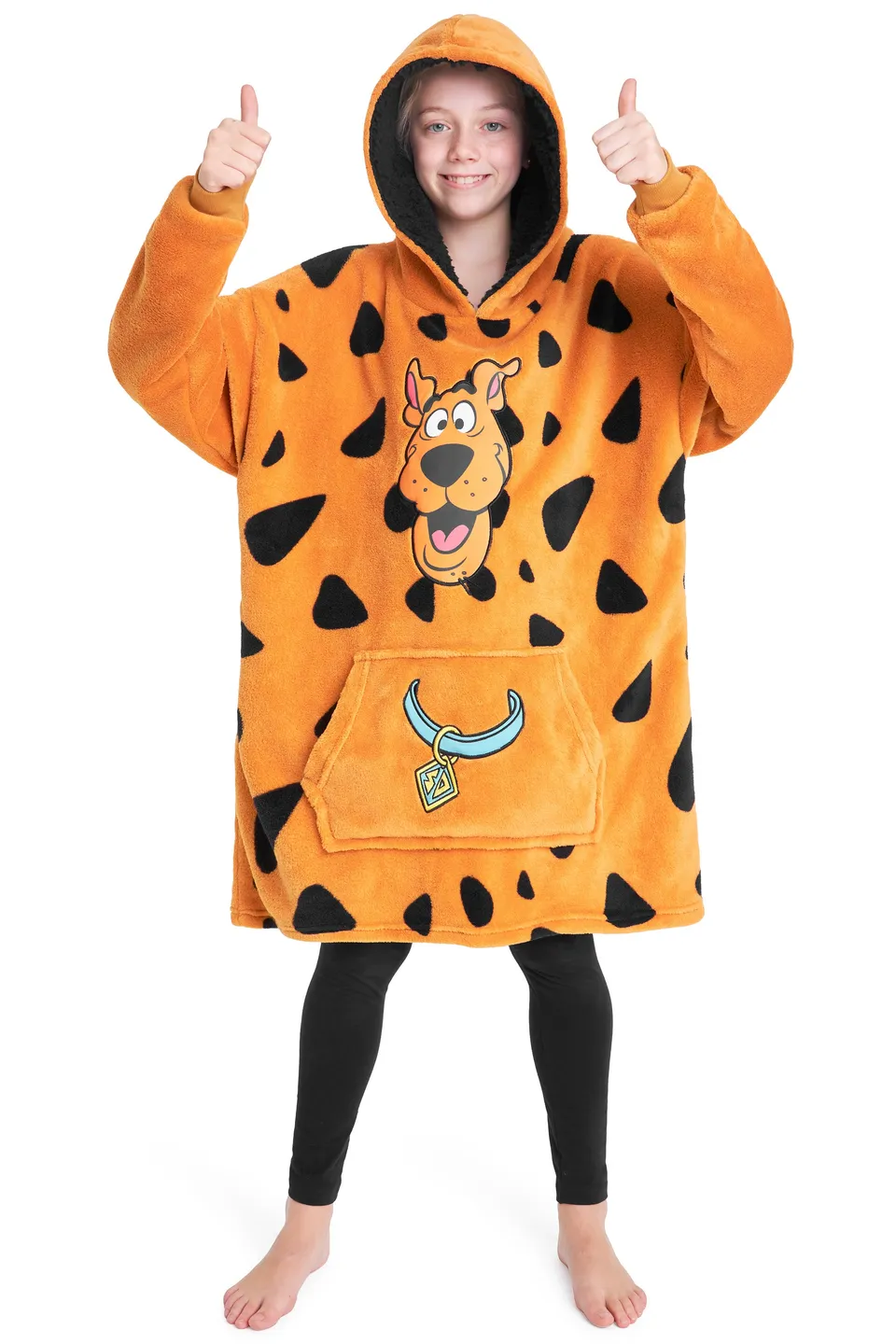 scooby-doo-plaid-hoodie-enfant-marron-polaire-sherpa image 1