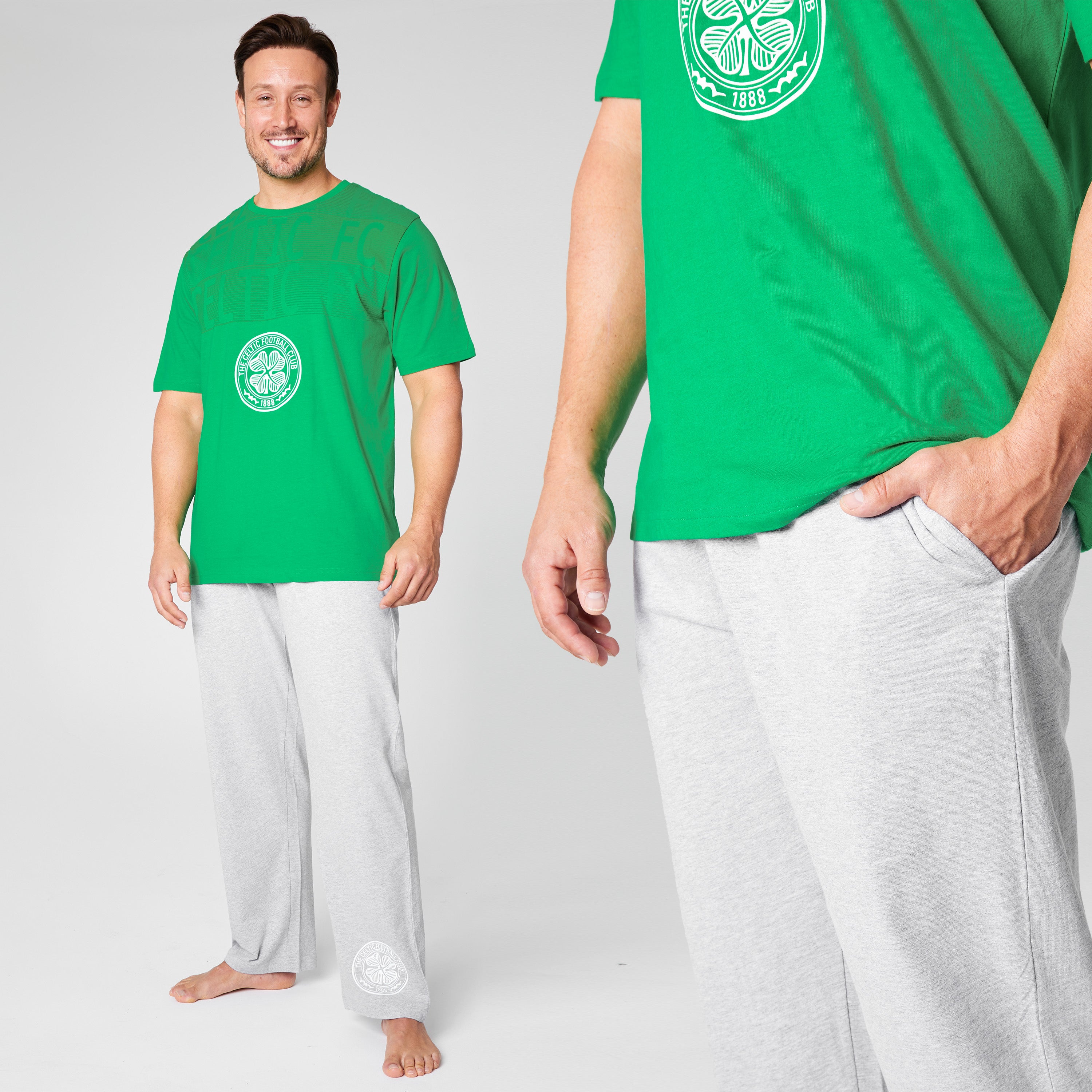 celtic-fc-pyjama-homme-coton-vert-gris-manches-courtes image 5