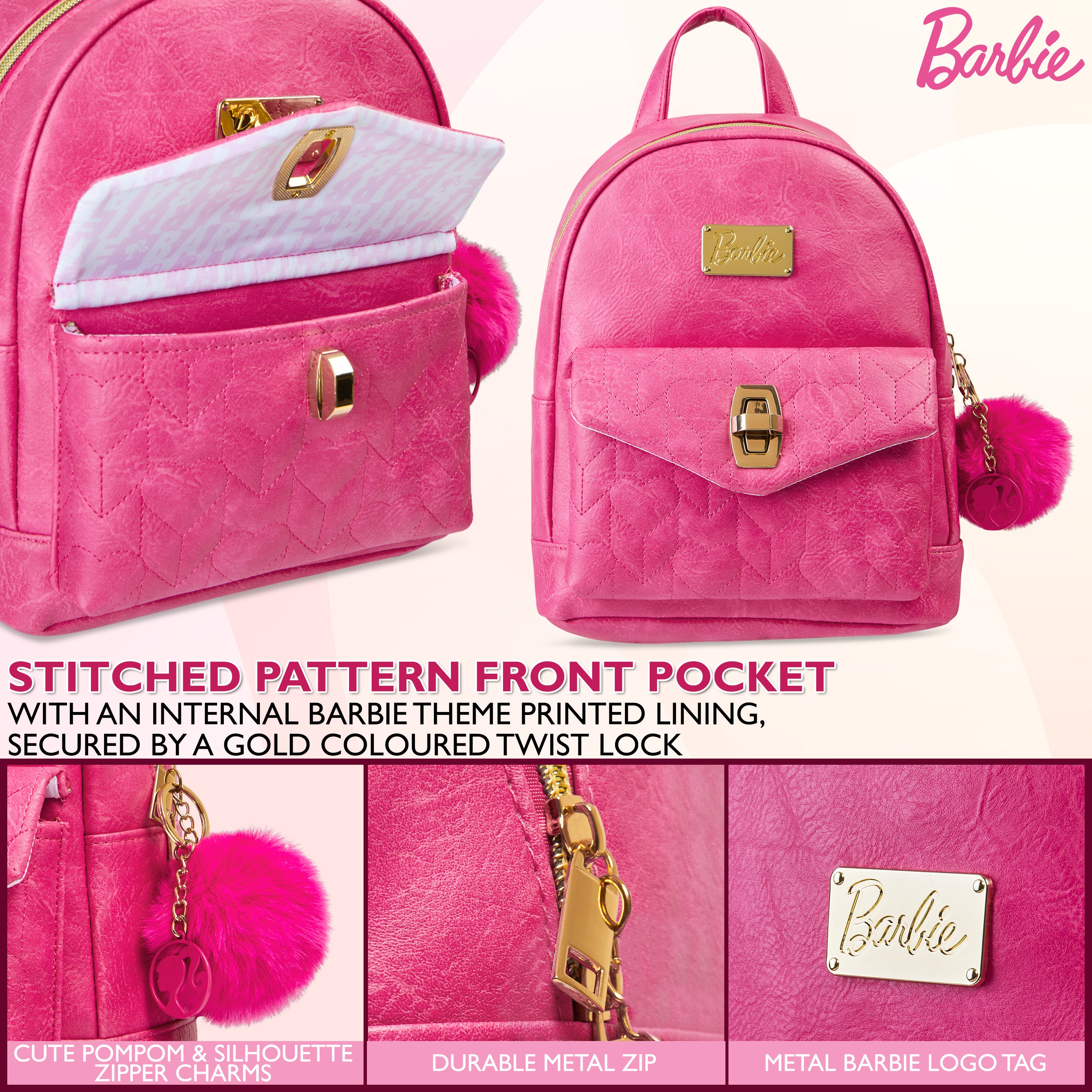 barbie-sac-dos-femme-similicuir-rose-bretelles-r-glables image 4
