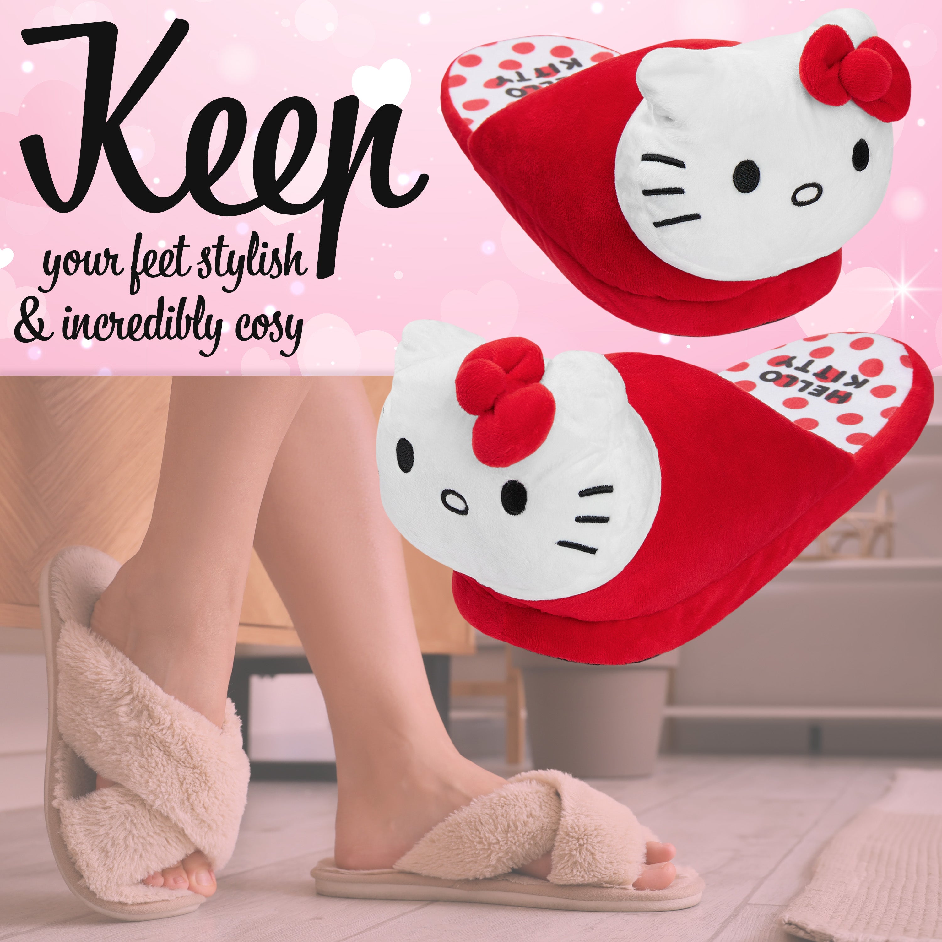 hello-kitty-pantoufles-femme-3d-chaussons-cosy-rose image 2