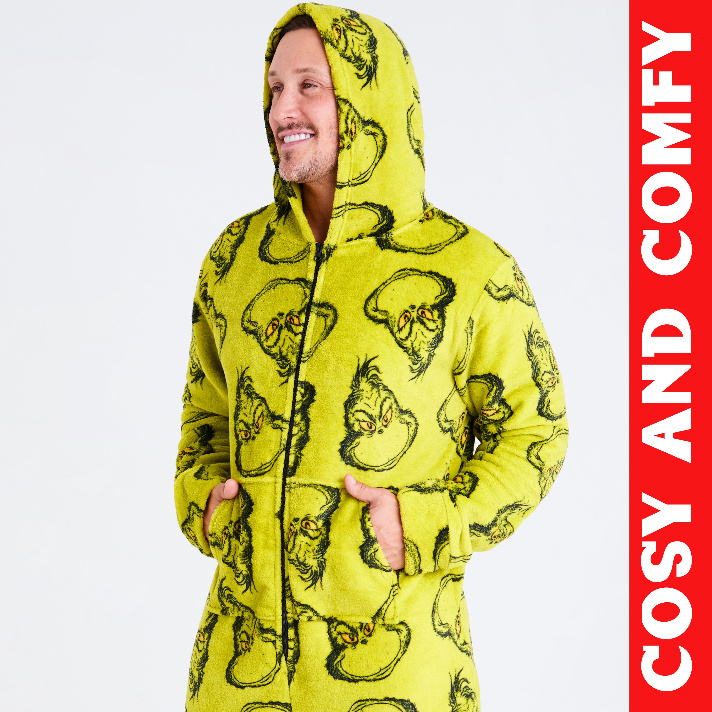 combinaison-pyjama-le-grinch-homme-polaire-capuche-m image 2