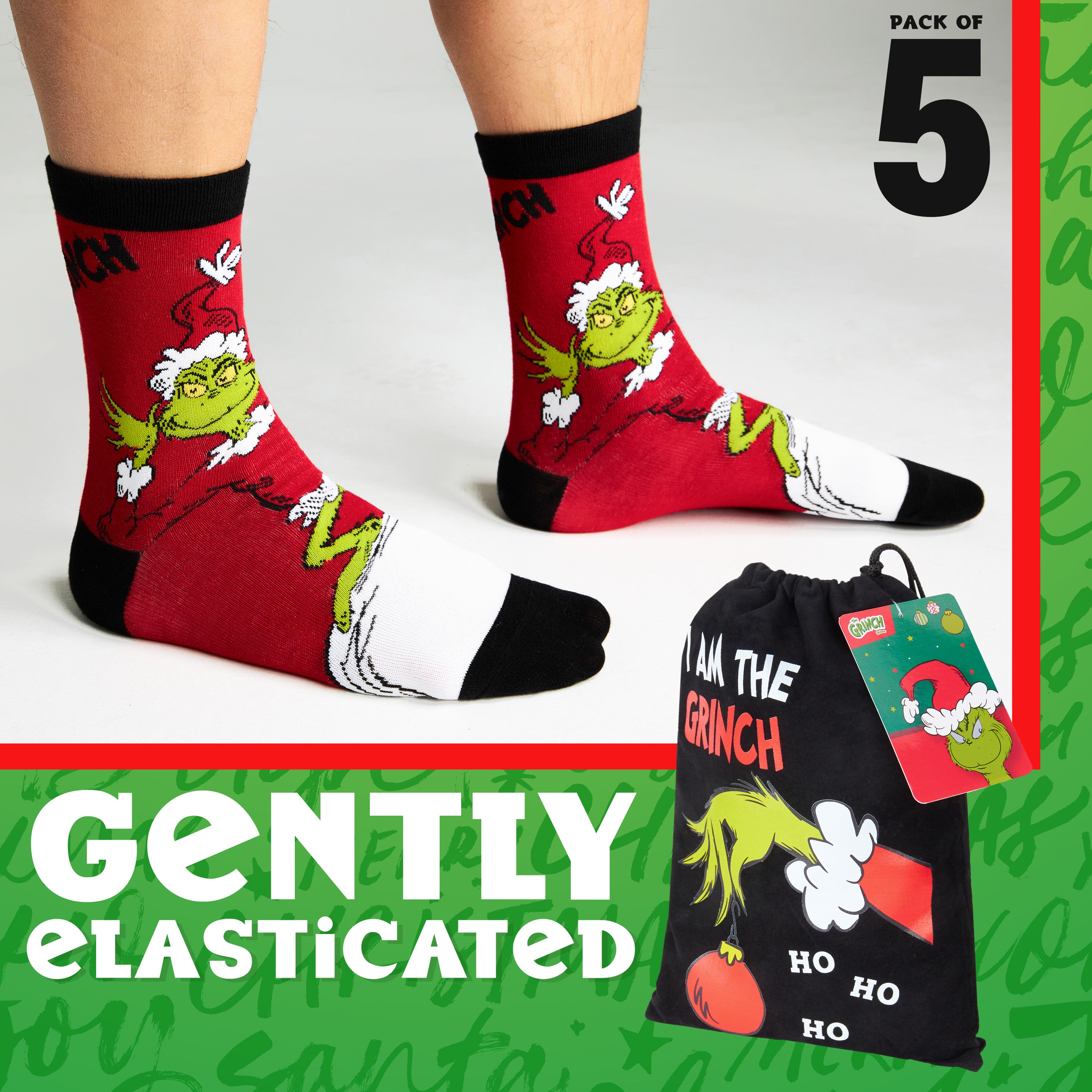 get-trend-men-chaussettes-grinch-homme-mi-mollet-lot image 4