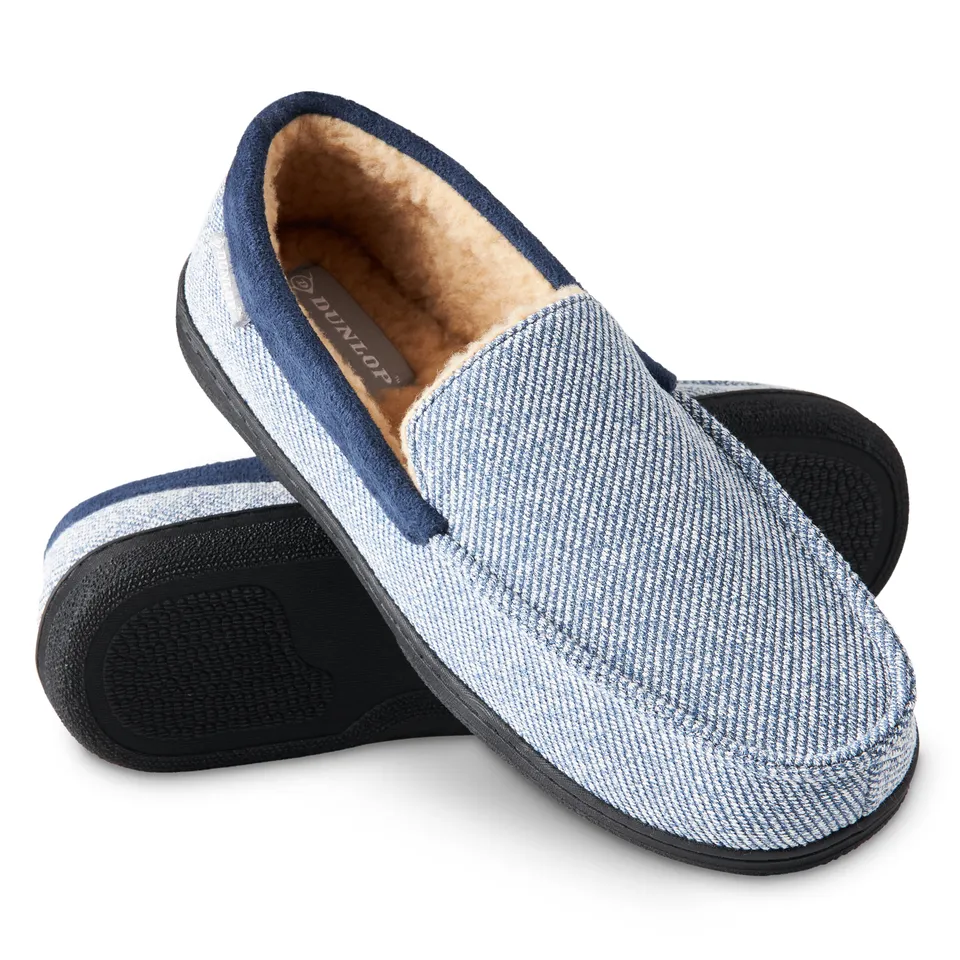 dunlop-mocassins-homme-fourr-s-m-moire-marine-respirant image 1
