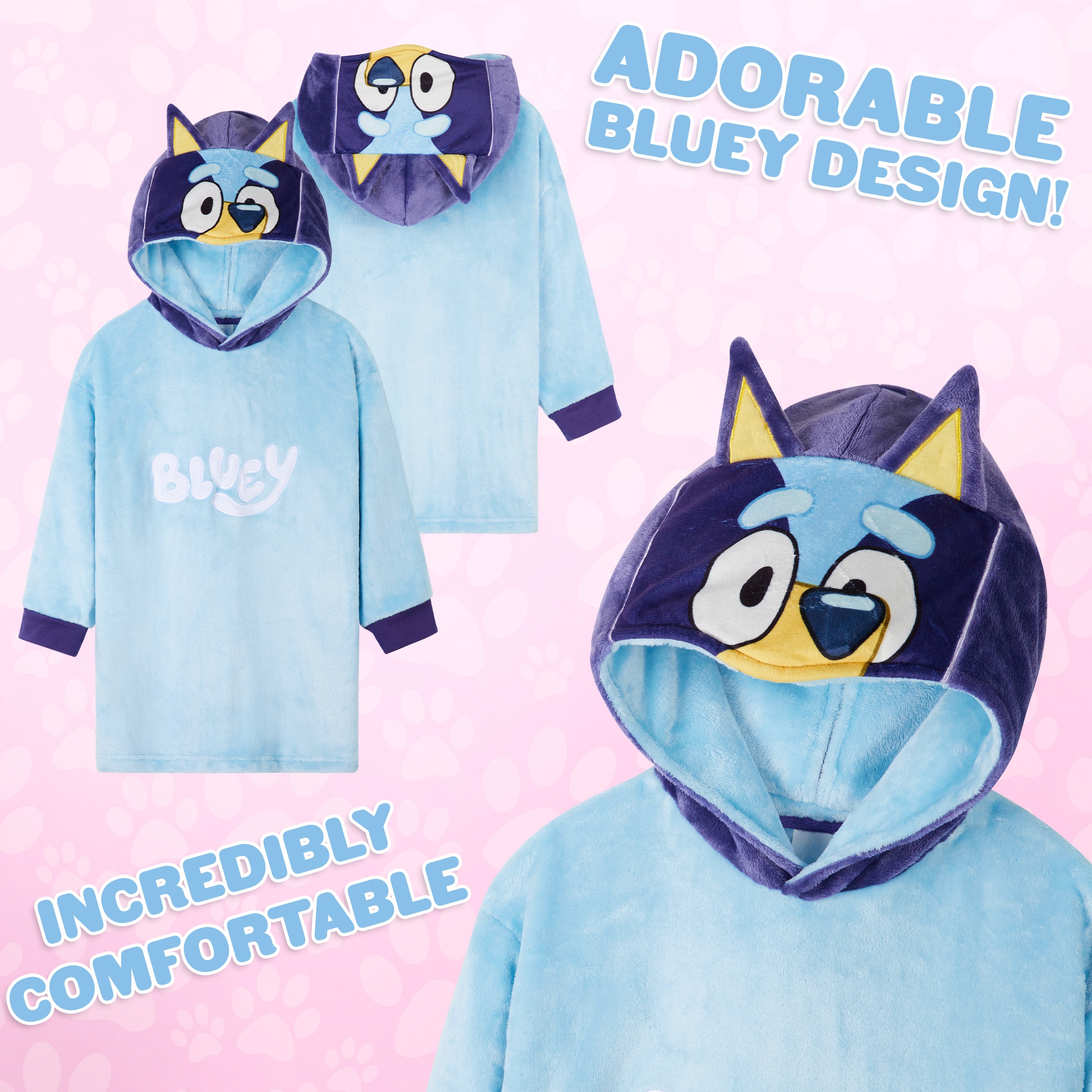 bluey-poncho-polaire-fille-hoodie-plaid-2-4-ans-douillet image 4