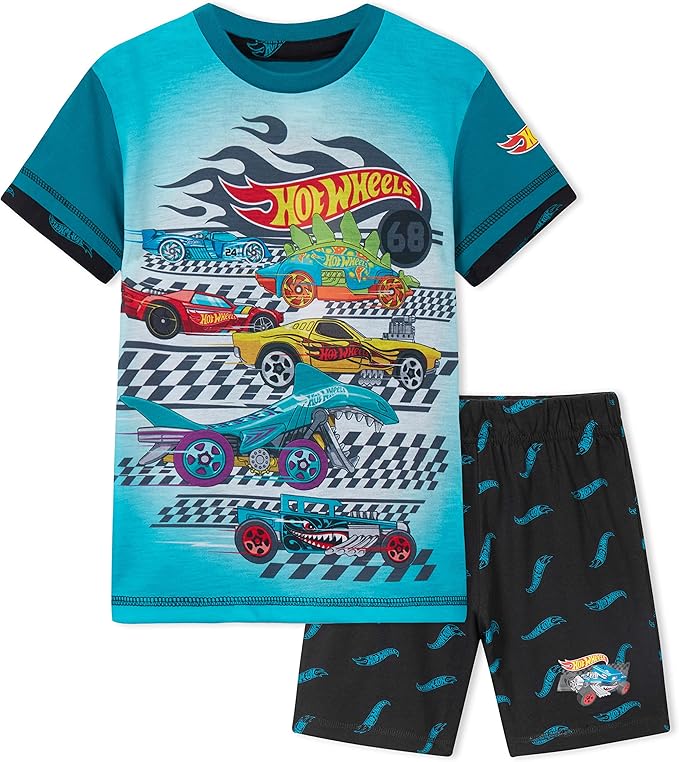 hot-wheels-pyjama-short-gar-on-2-pi-ces-tee-shirt-short-t image 1