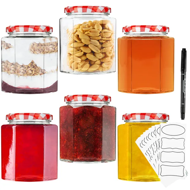 deco-express-bocaux-verre-confiture-rouge-lot-6-x-500-ml image 1