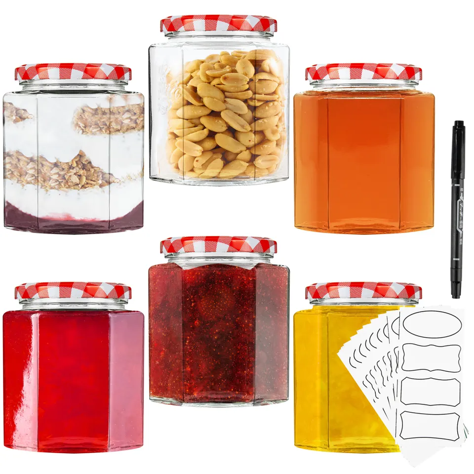 deco-express-bocaux-verre-confiture-rouge-lot-6-x-500-ml image 1