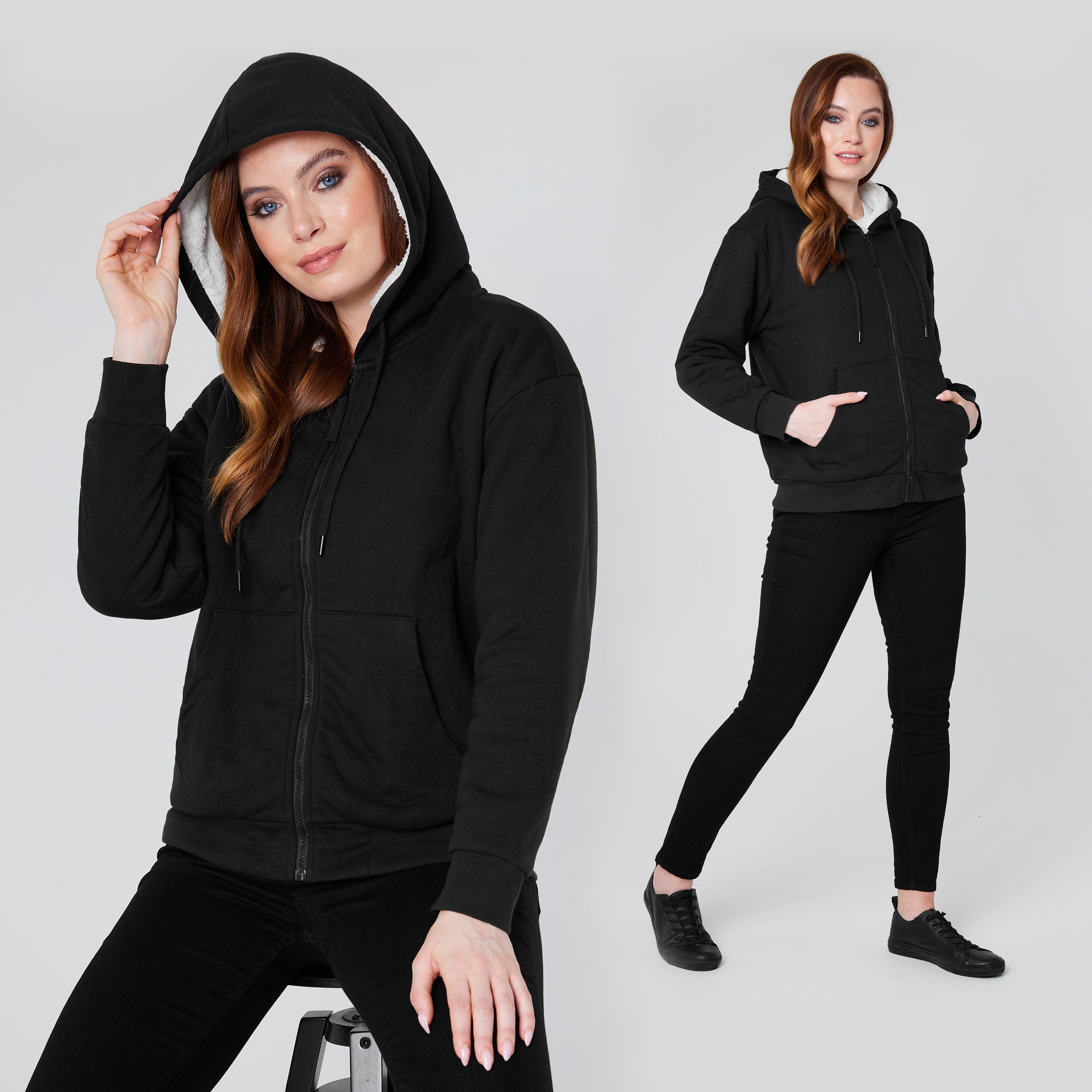 citycomfort-sweat-zip-femme-polaire-noir-s-xl-capuche image 5
